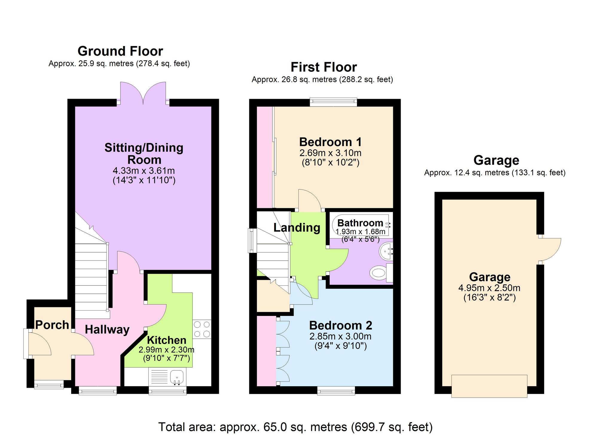 Floorplan of 2 bedroom End Terrace House for sale, Jasmine Way, Trowbridge, Wiltshire, BA14