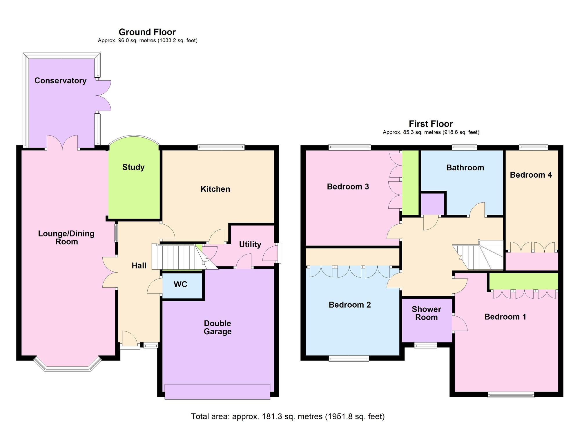 Floorplan of 4 bedroom Detached House for sale, Under Knoll, Peasedown St. John, Somerset, BA2