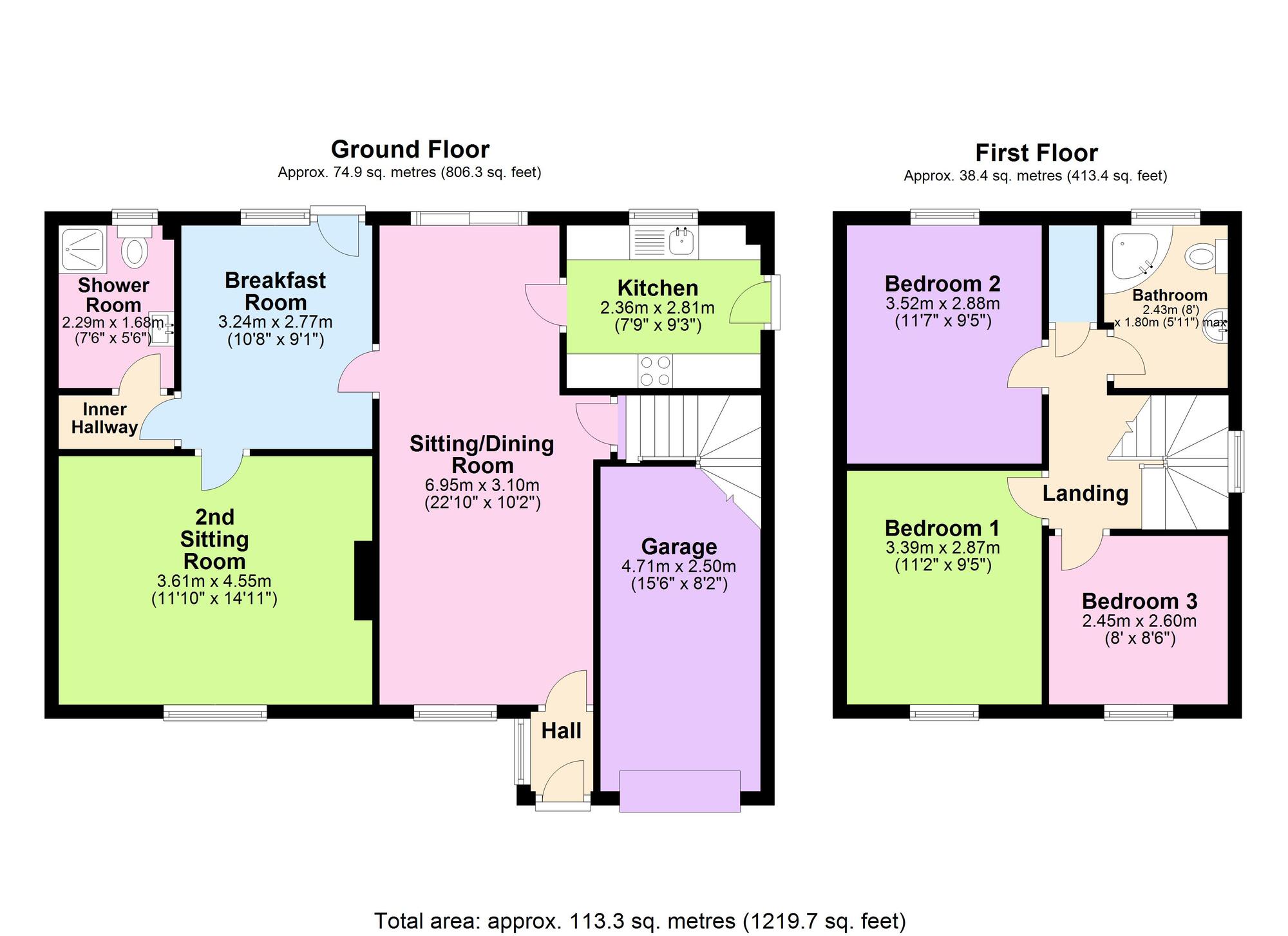 Floorplan of 3 bedroom Detached House for sale, Furlong Close, Midsomer Norton, Somerset, BA3