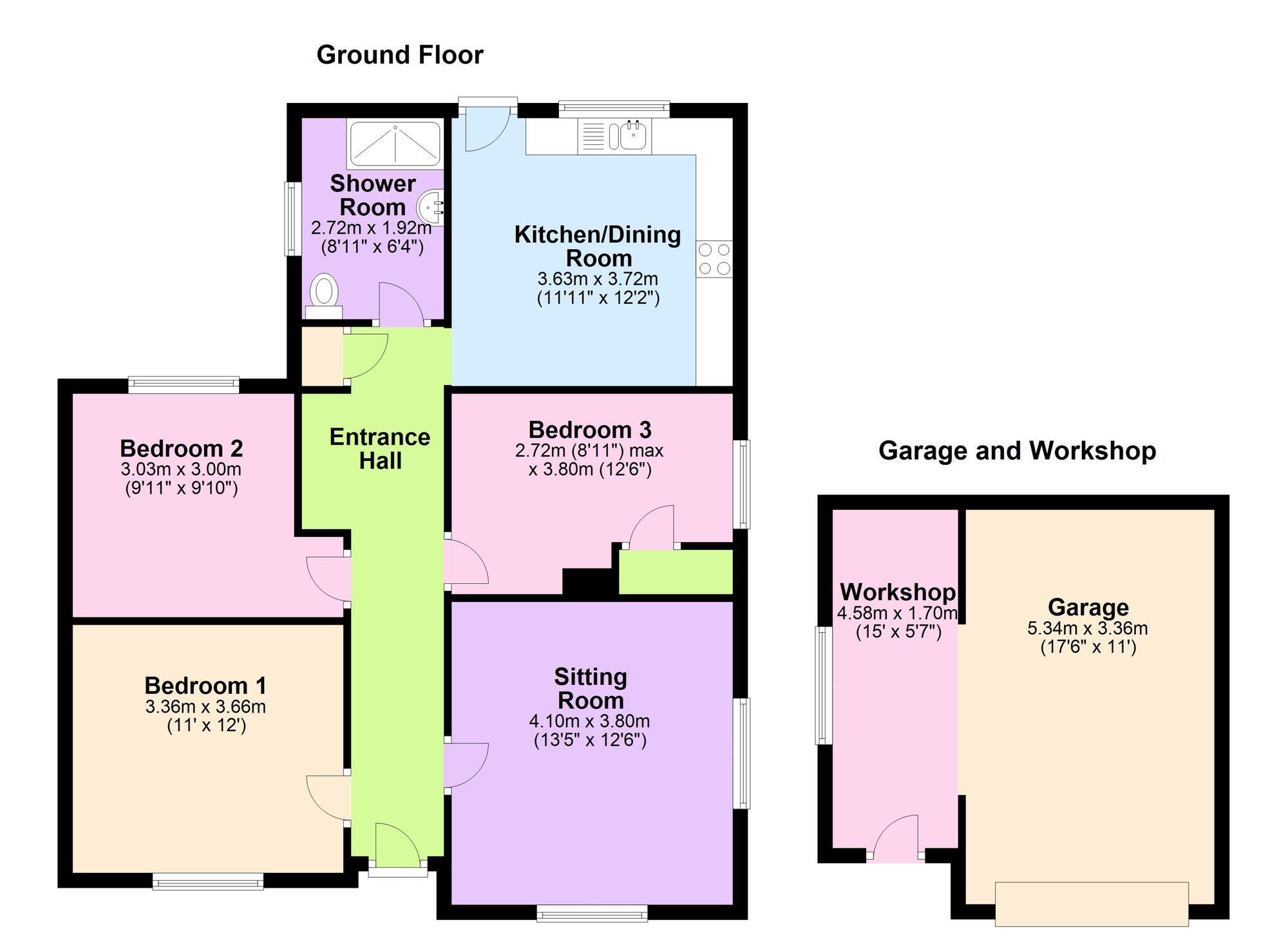 Floorplan of 3 bedroom Detached Bungalow to rent, Chilcompton Road, Midsomer Norton, Somerset, BA3