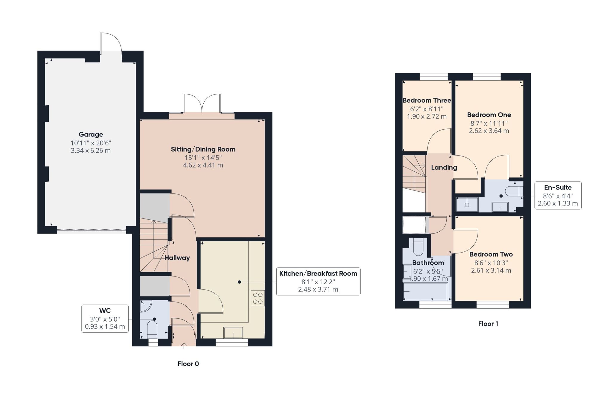 Floorplan of 3 bedroom Semi Detached House for sale, Mendip Green, Midsomer Norton, Somerset, BA3