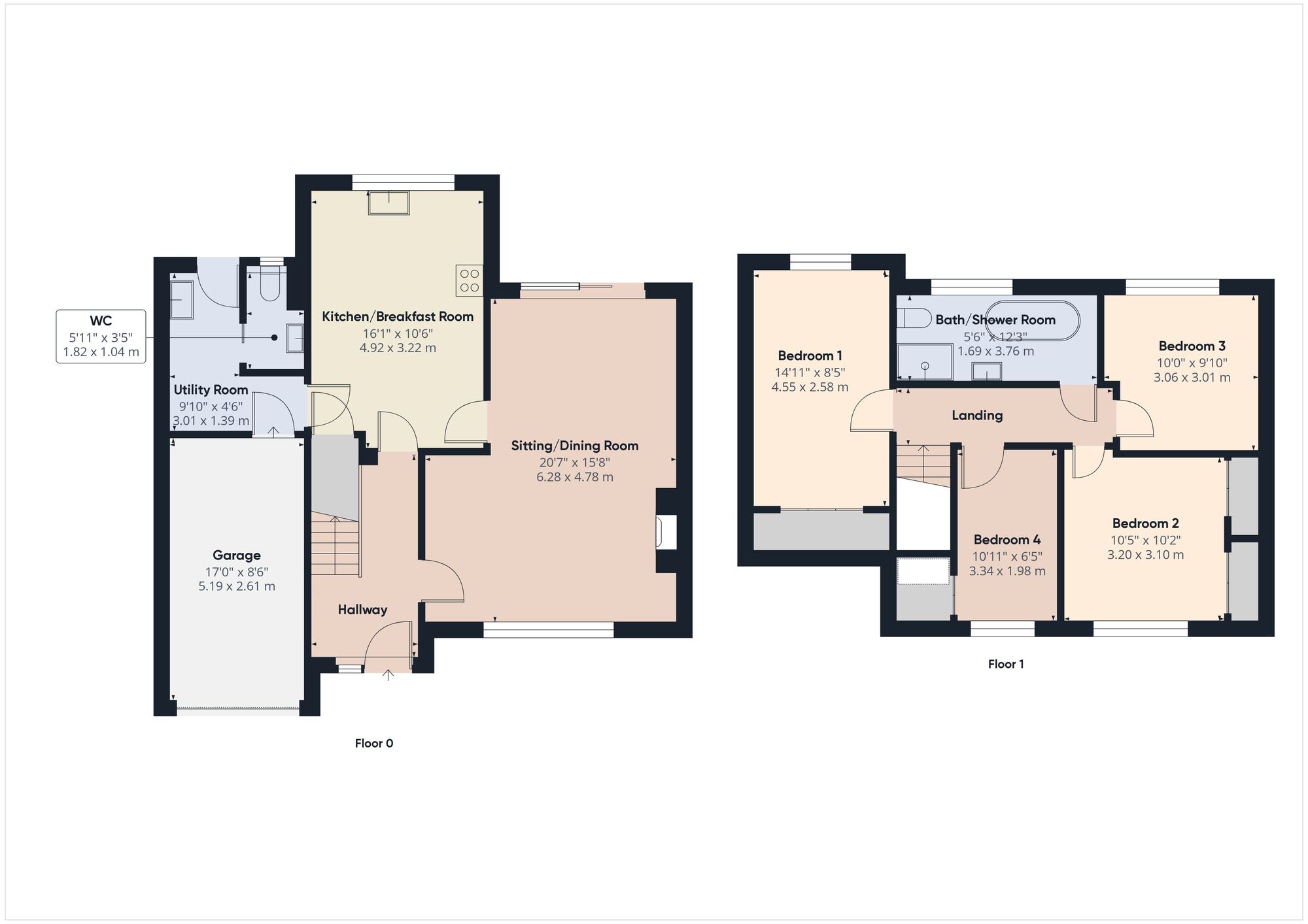 Floorplan of 4 bedroom Detached House for sale, Naishs Cross, Chilcompton, Somerset, BA3