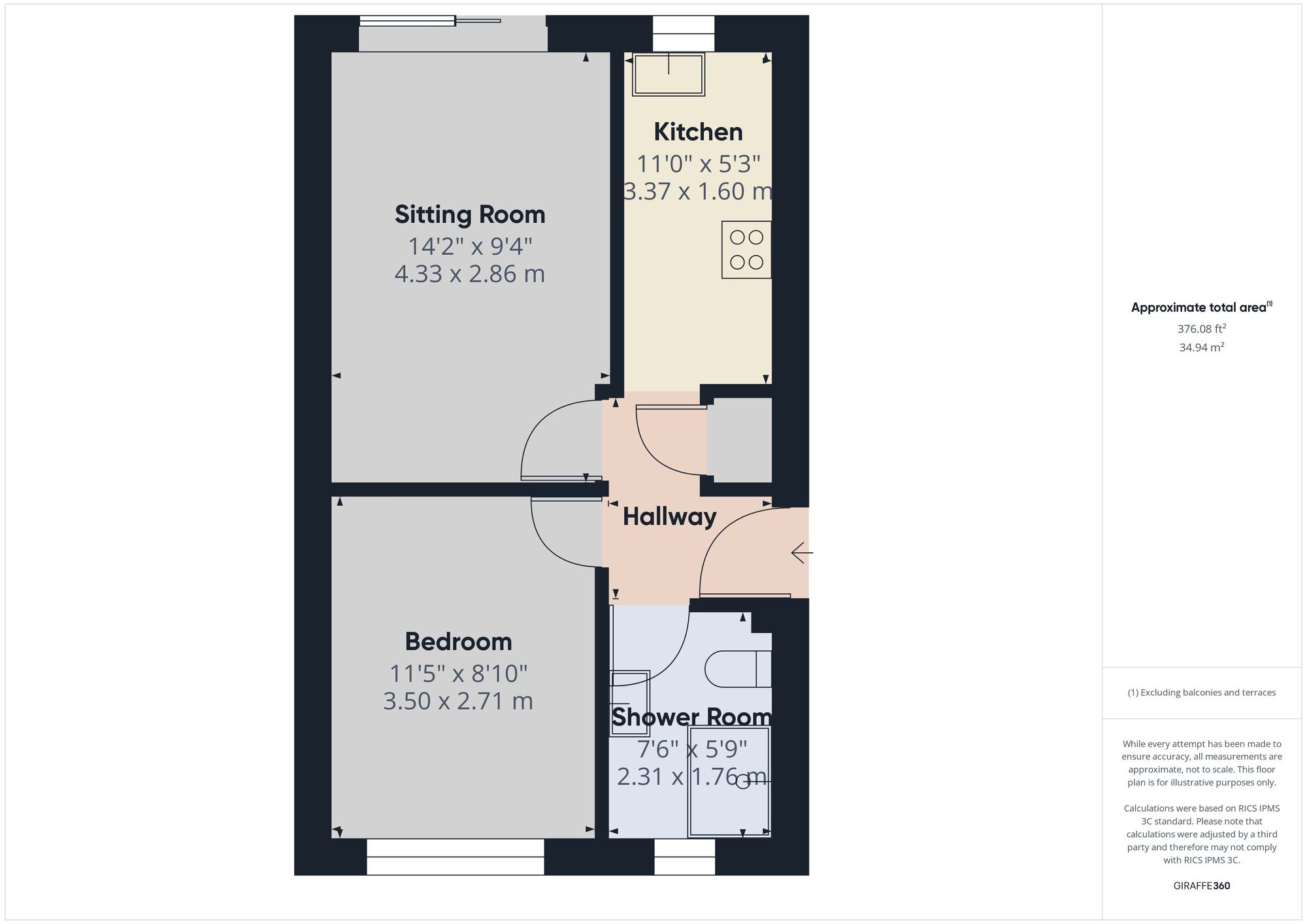 Floorplan of 1 bedroom Semi Detached Bungalow for sale, Orchard Gardens, Paulton, Somerset, BS39