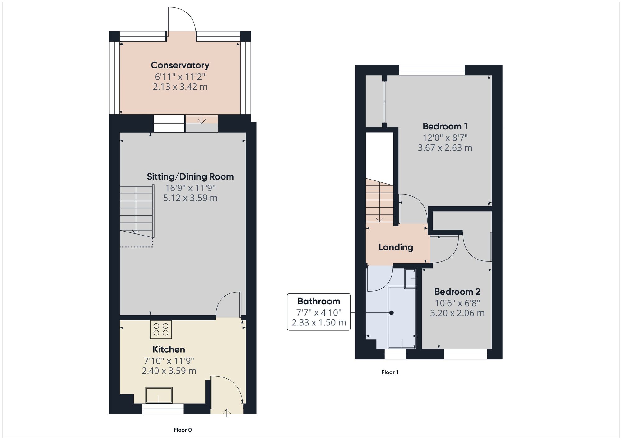 Floorplan of 2 bedroom  House to rent, Blenheim Close, Peasedown St. John, Somerset, BA2