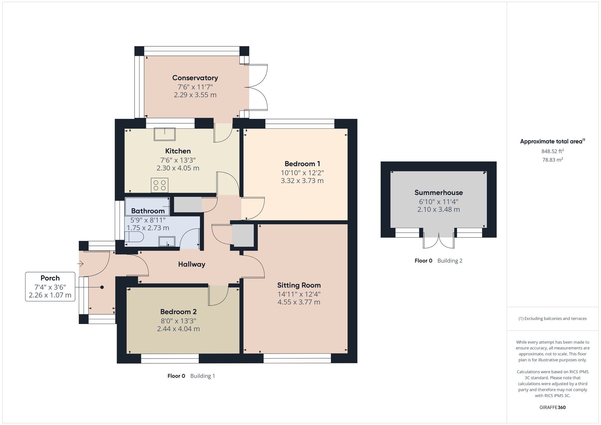 Floorplan of 2 bedroom Semi Detached Bungalow for sale, Charlton Park, Midsomer Norton, Somerset, BA3