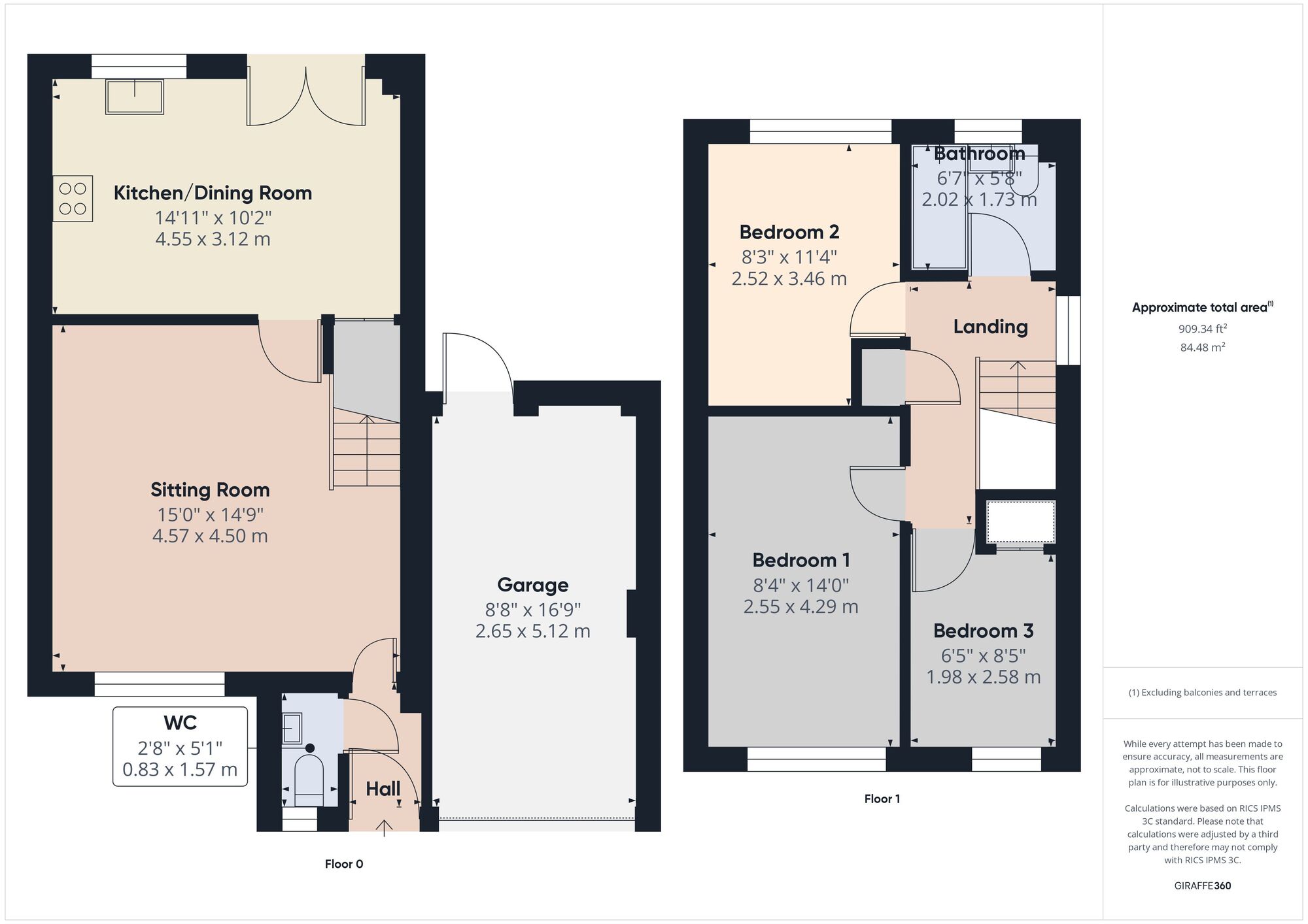 Floorplan of 3 bedroom Semi Detached House for sale, Russet Way, Peasedown St. John, Somerset, BA2