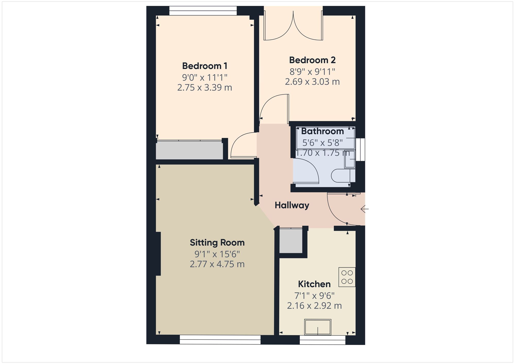 Floorplan of 2 bedroom Semi Detached Bungalow for sale, Shelley Road, Westfield, Somerset, BA3