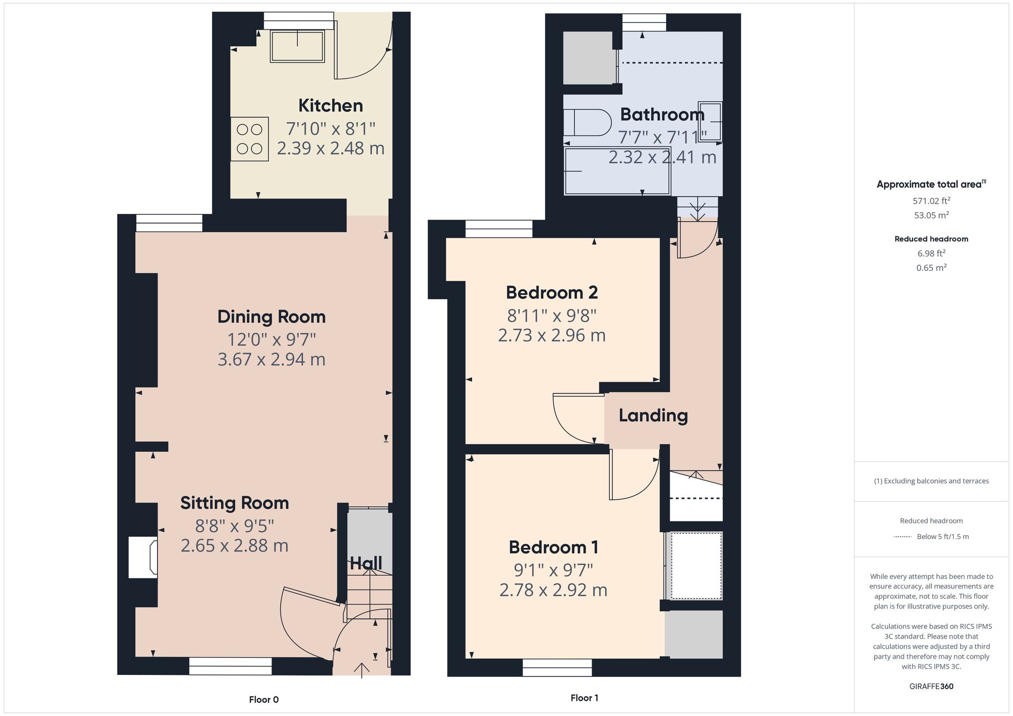 Floorplan of 2 bedroom Mid Terrace House for sale, Eckweek Road, Peasedown St. John, Somerset, BA2