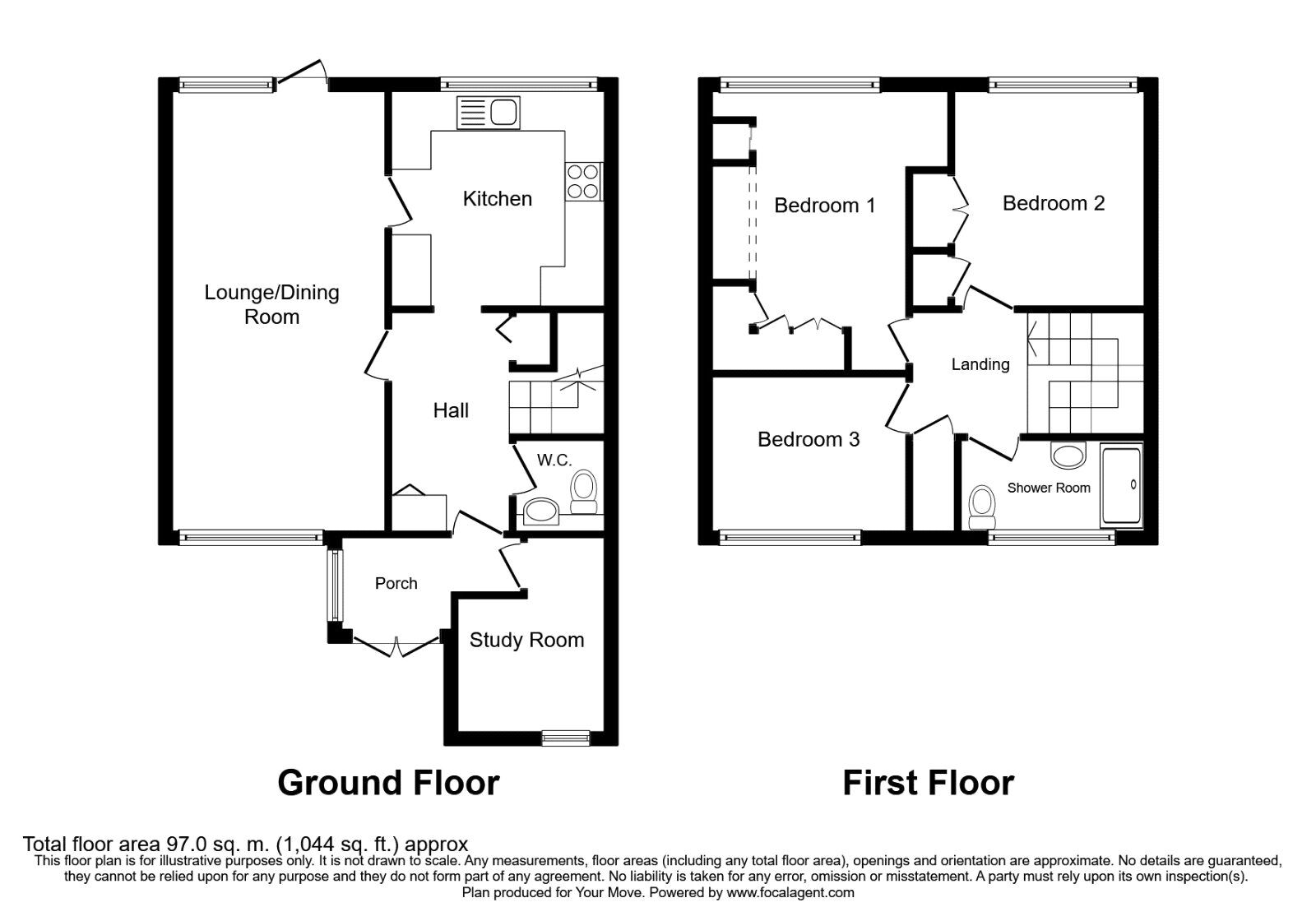 Floorplan of 3 bedroom End Terrace House to rent, Packenham Road, Basingstoke, Hampshire, RG21