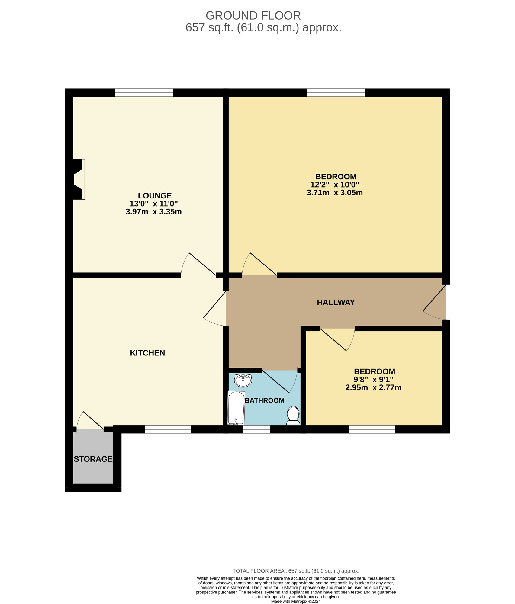 Floorplan of 2 bedroom Semi Detached Bungalow for sale, Norwich Road, Cawston, Norfolk, NR10