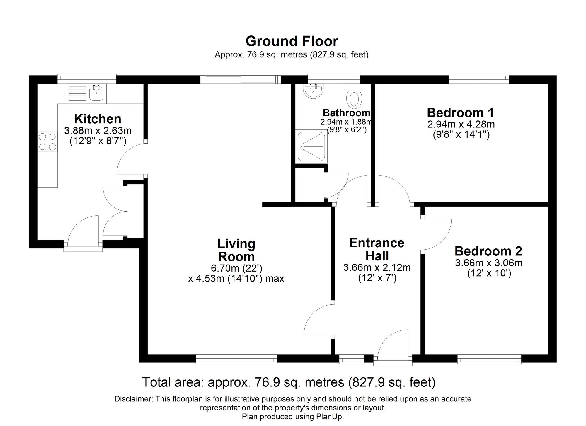 Floorplan of 2 bedroom Mid Terrace Bungalow for sale, Thomas Vere Road, Norwich, Norfolk, NR7