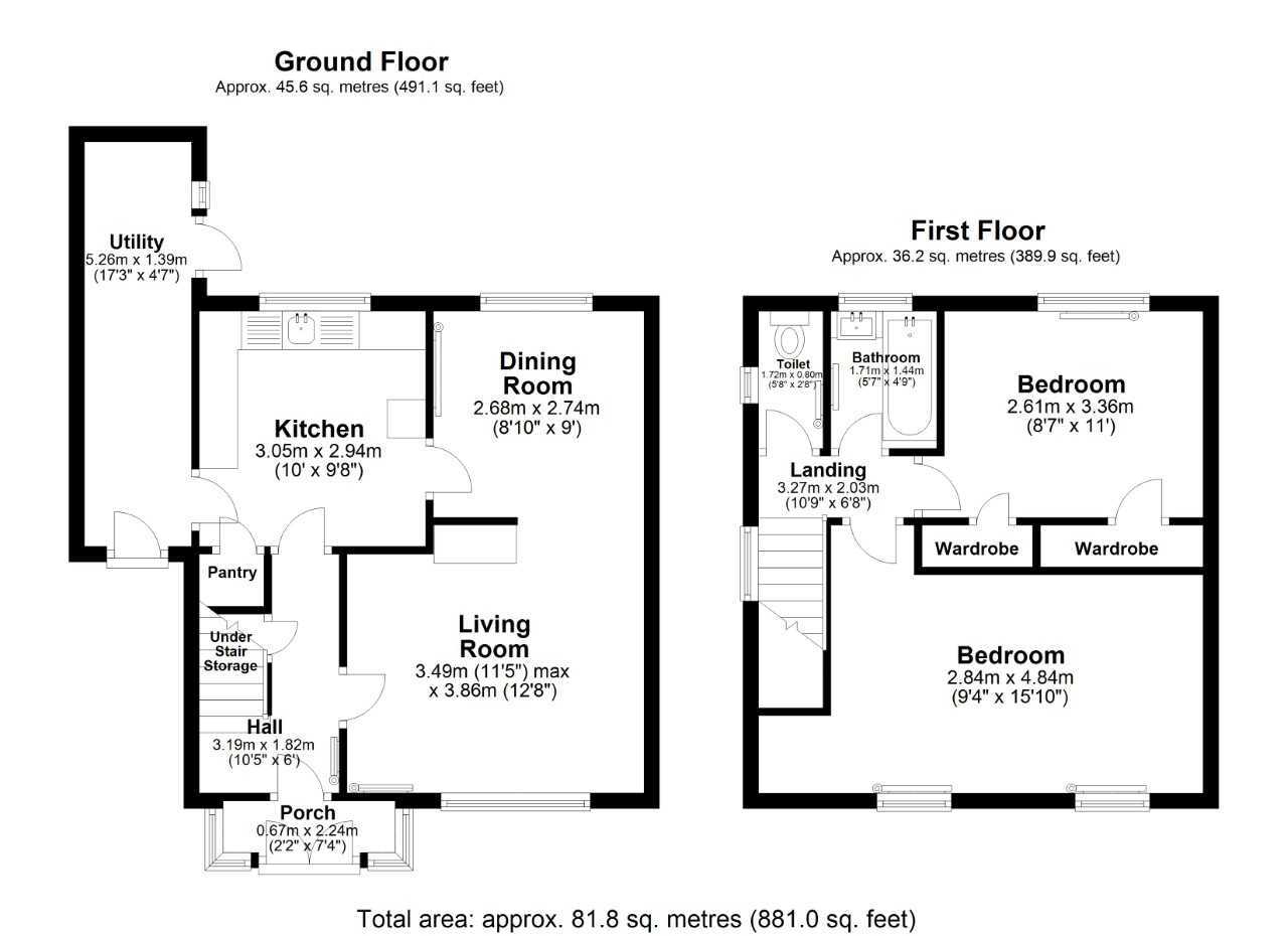 Floorplan of 2 bedroom Semi Detached House for sale, Tristram Avenue, Birmingham, West Midlands, B31