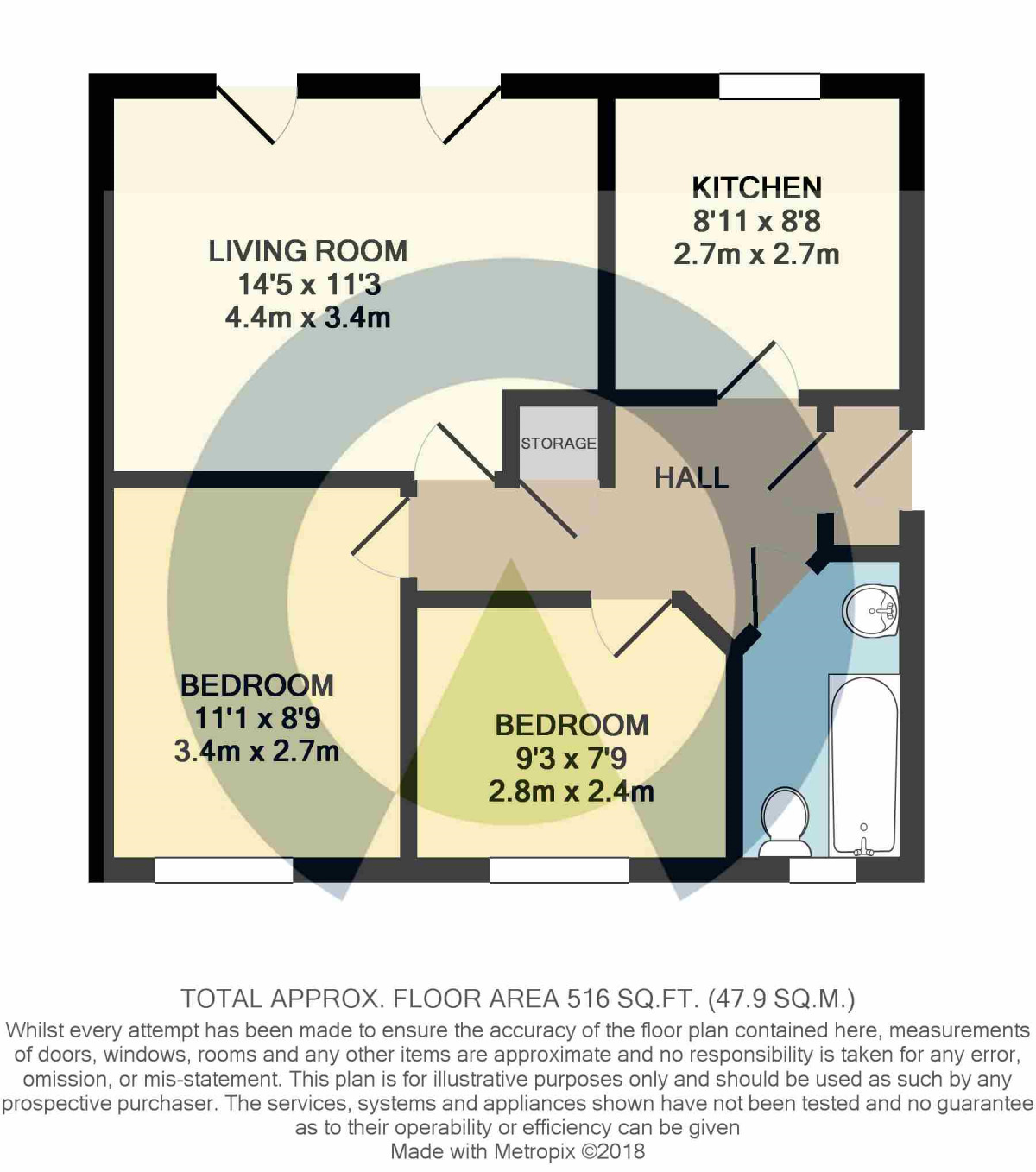 Floorplan of 2 bedroom  Flat to rent, Turners Court Newport Pagnell Road, Wootton, Northampton, NN4