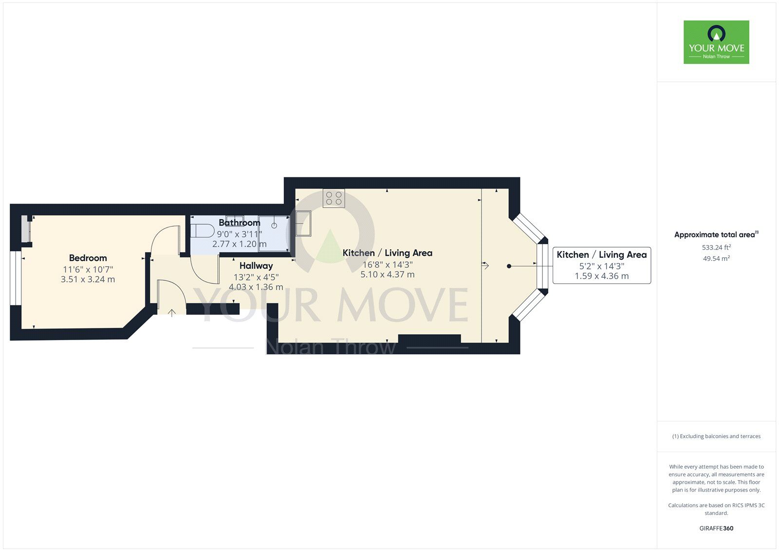 Floorplan of 1 bedroom  Flat to rent, College Street, Northampton, NN1