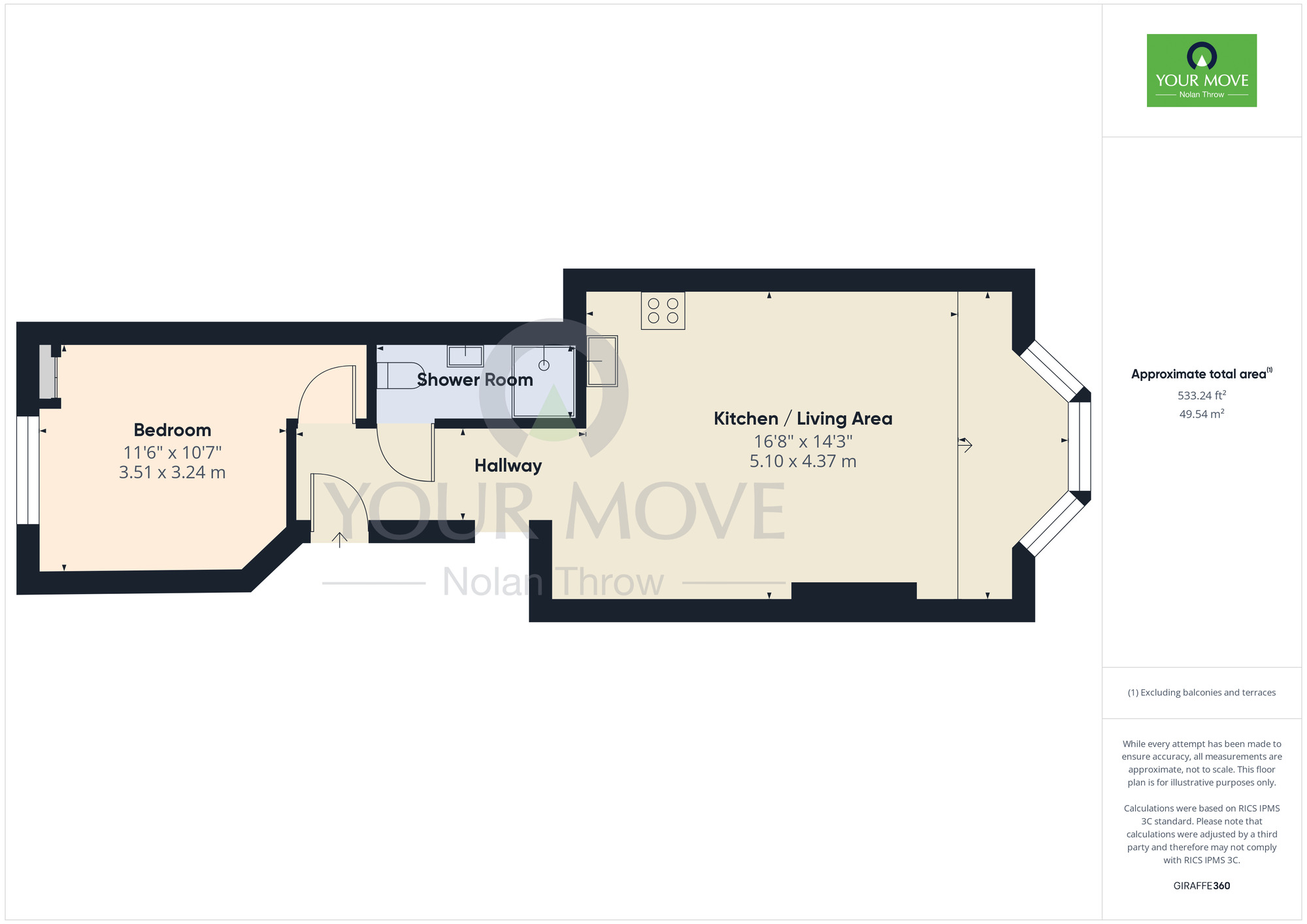 Floorplan of 1 bedroom  Flat to rent, College Street, Northampton, NN1