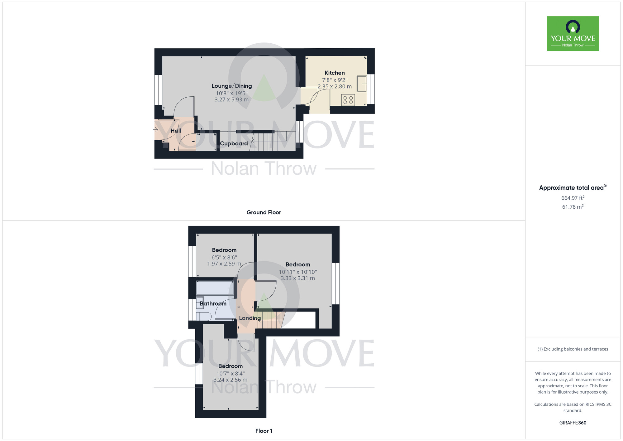 Floorplan of 3 bedroom Mid Terrace House to rent, Brick Kiln Close, Towcester, Northamptonshire, NN12