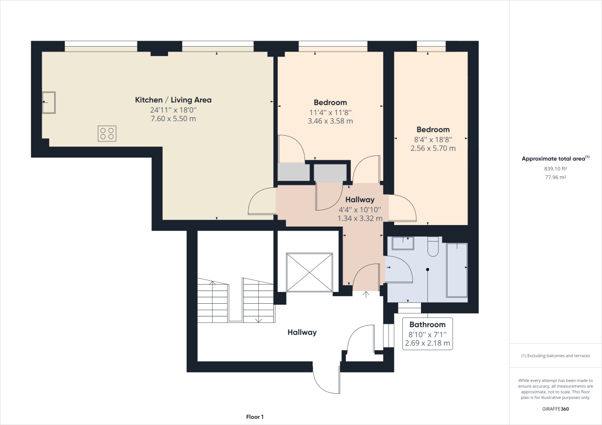 Floorplan of 2 bedroom  Flat to rent, Great Russell Street, Northampton, NN1