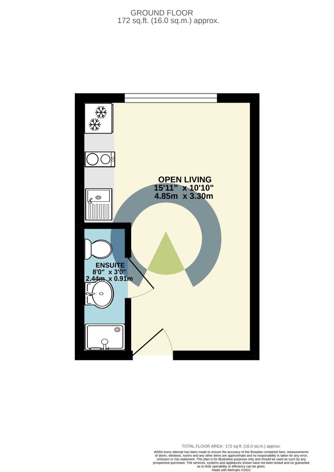 Floorplan of 1 bedroom  Flat to rent, Ladys Lane, Northampton, Northamptonshire, NN1