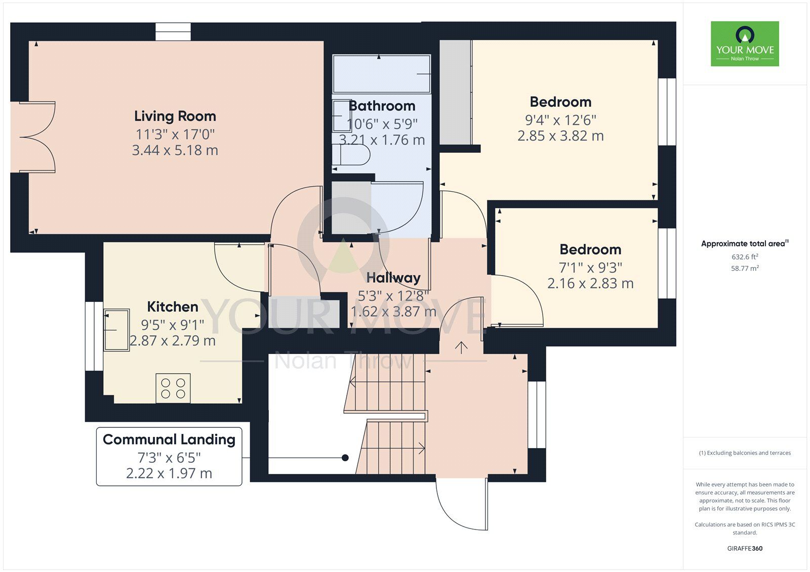 Floorplan of 2 bedroom  Flat for sale, Redgrave Court, Wellingborough, NN8