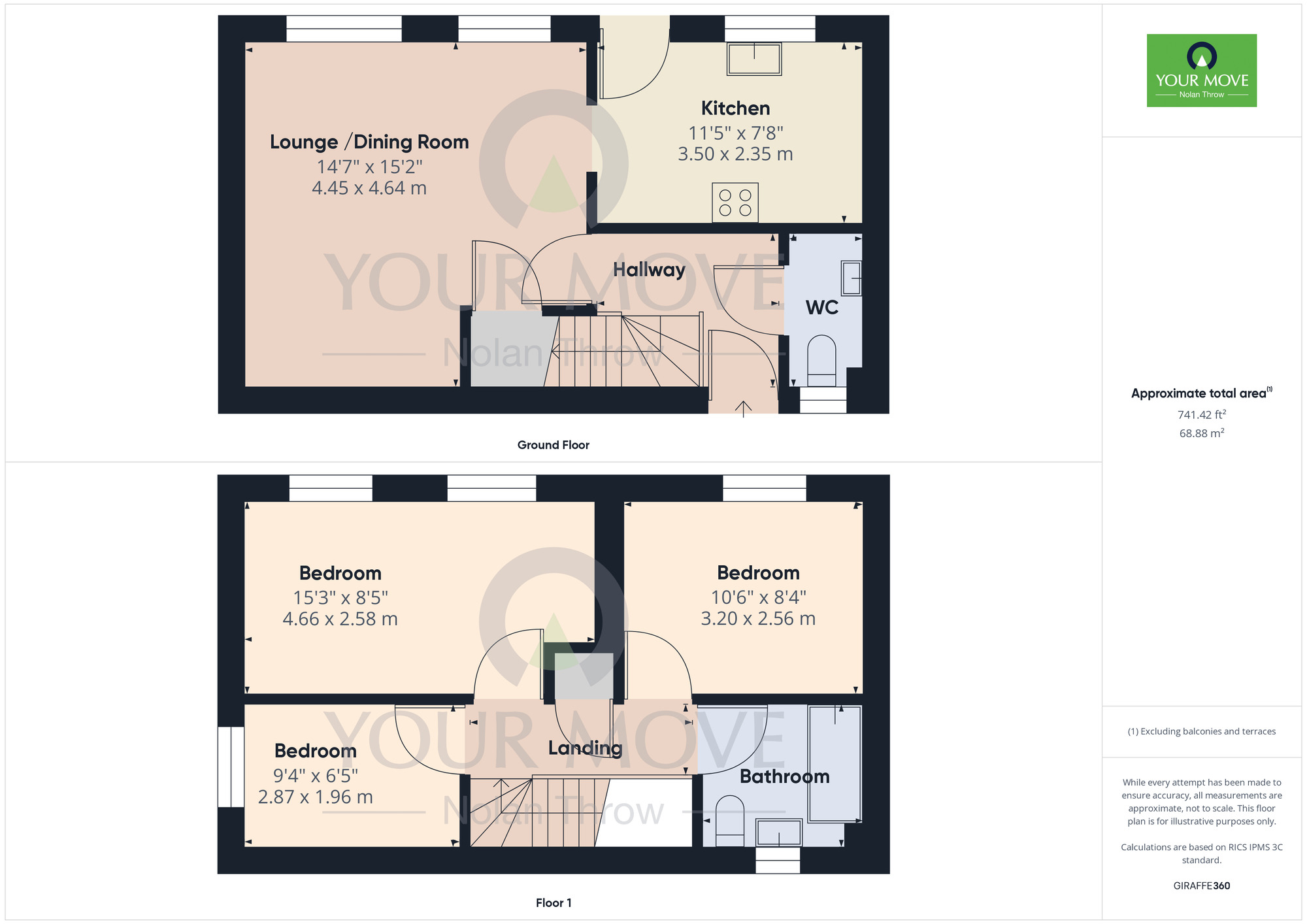 Floorplan of 3 bedroom End Terrace House for sale, Breezehill, Wootton, Northampton, NN4