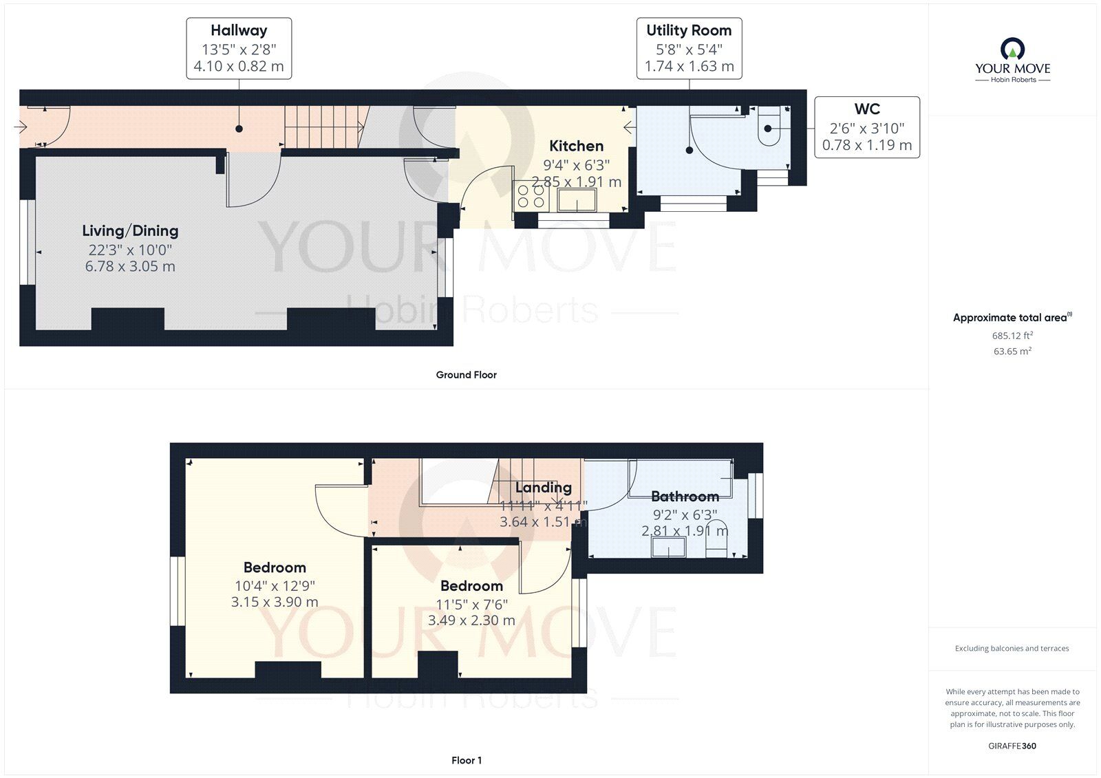 Floorplan of 2 bedroom Mid Terrace House to rent, Brook Street, Northampton, Northamptonshire, NN1