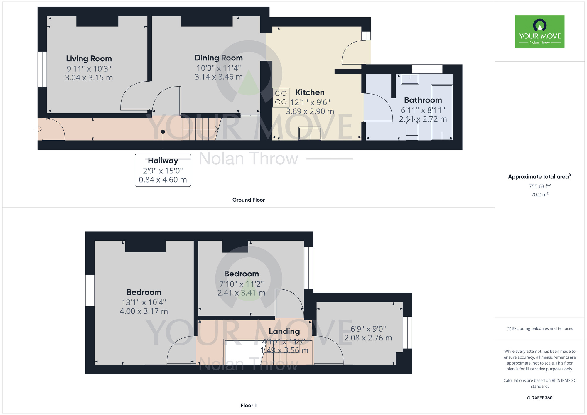 Floorplan of 3 bedroom Mid Terrace House for sale, Northcote Street, Semilong, Northampton, NN2