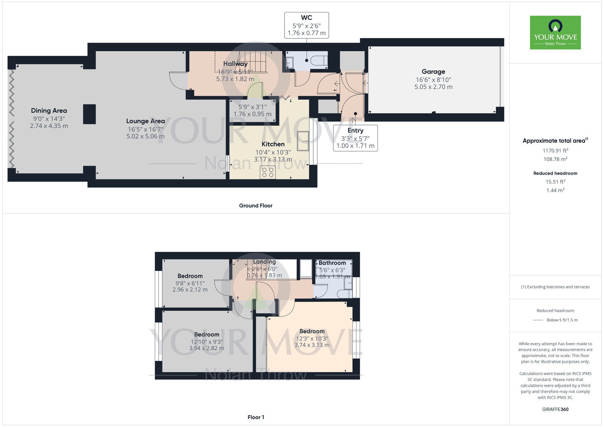 Floorplan of 3 bedroom Mid Terrace House for sale, Kenilworth Close, Duston, Northampton, Northamptonshire, NN5