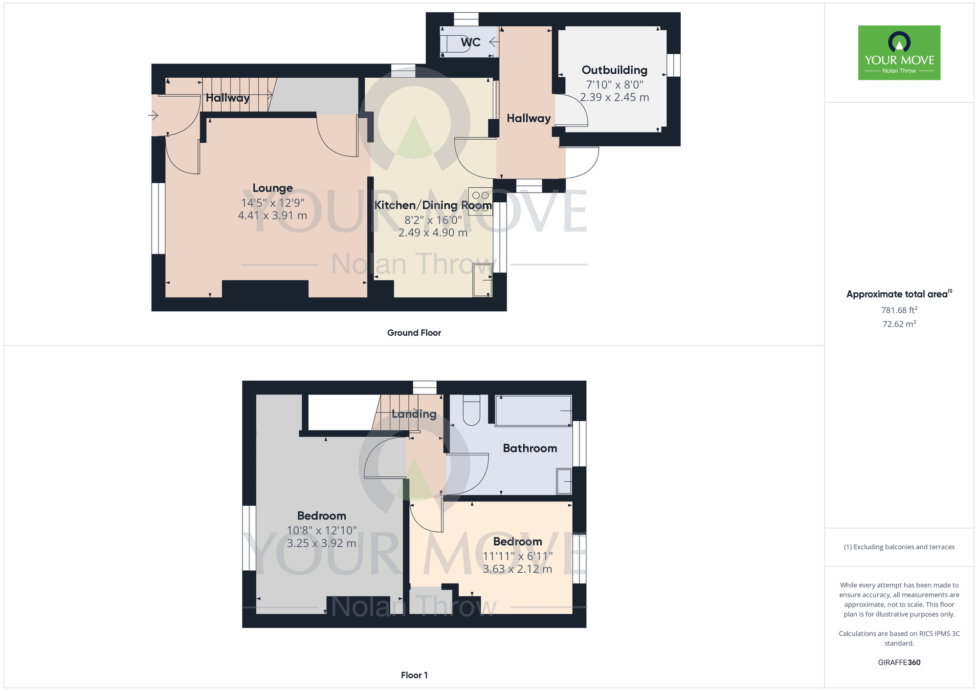 Floorplan of 2 bedroom Semi Detached House for sale, Station Road, Great Billing, Northampton, NN3