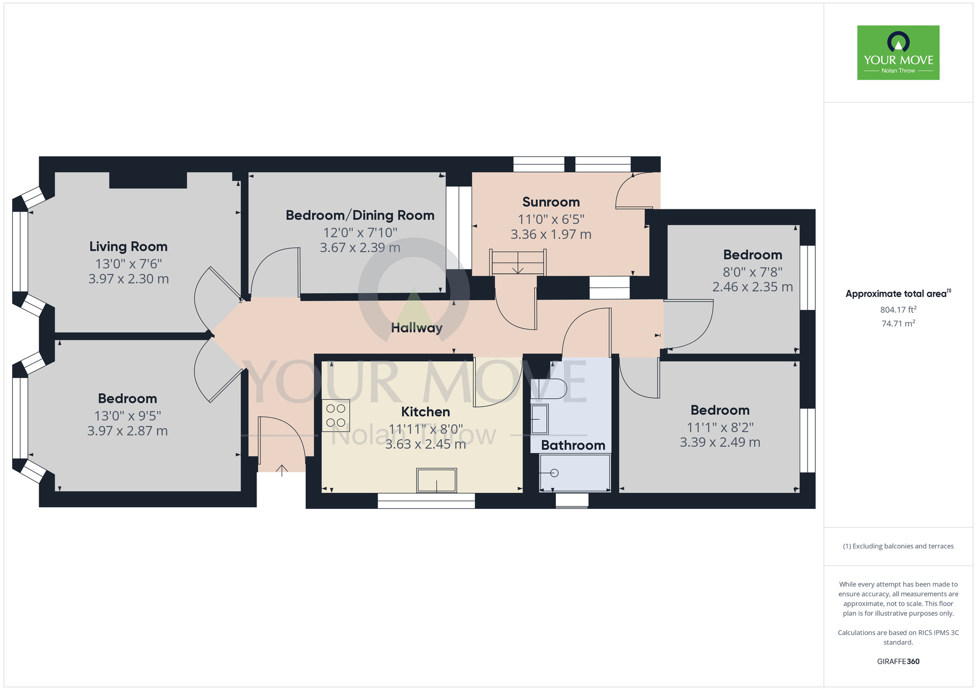 Floorplan of 3 bedroom Semi Detached Bungalow for sale, Water Lane, Wootton, Northampton, NN4