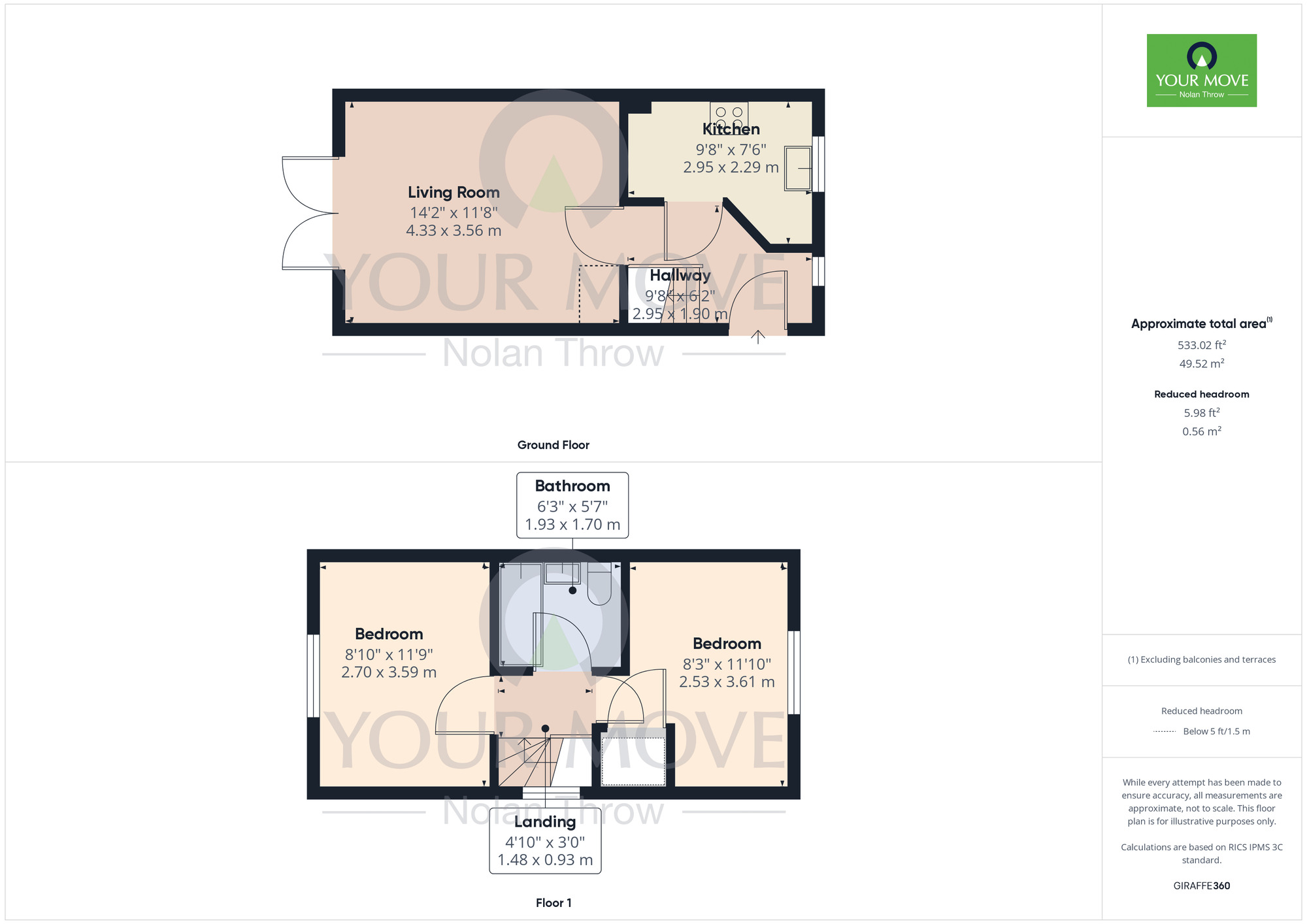 Floorplan of 2 bedroom End Terrace House for sale, Southfield Avenue, Far Cotton, Northampton, NN4