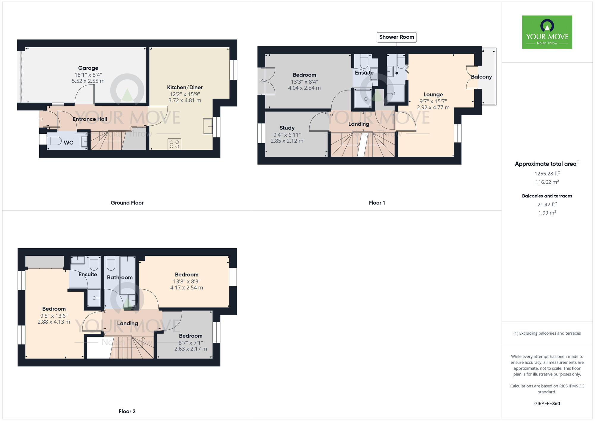 Floorplan of 4 bedroom Mid Terrace House for sale, Johnson Court, Southbridge, Northampton, NN4