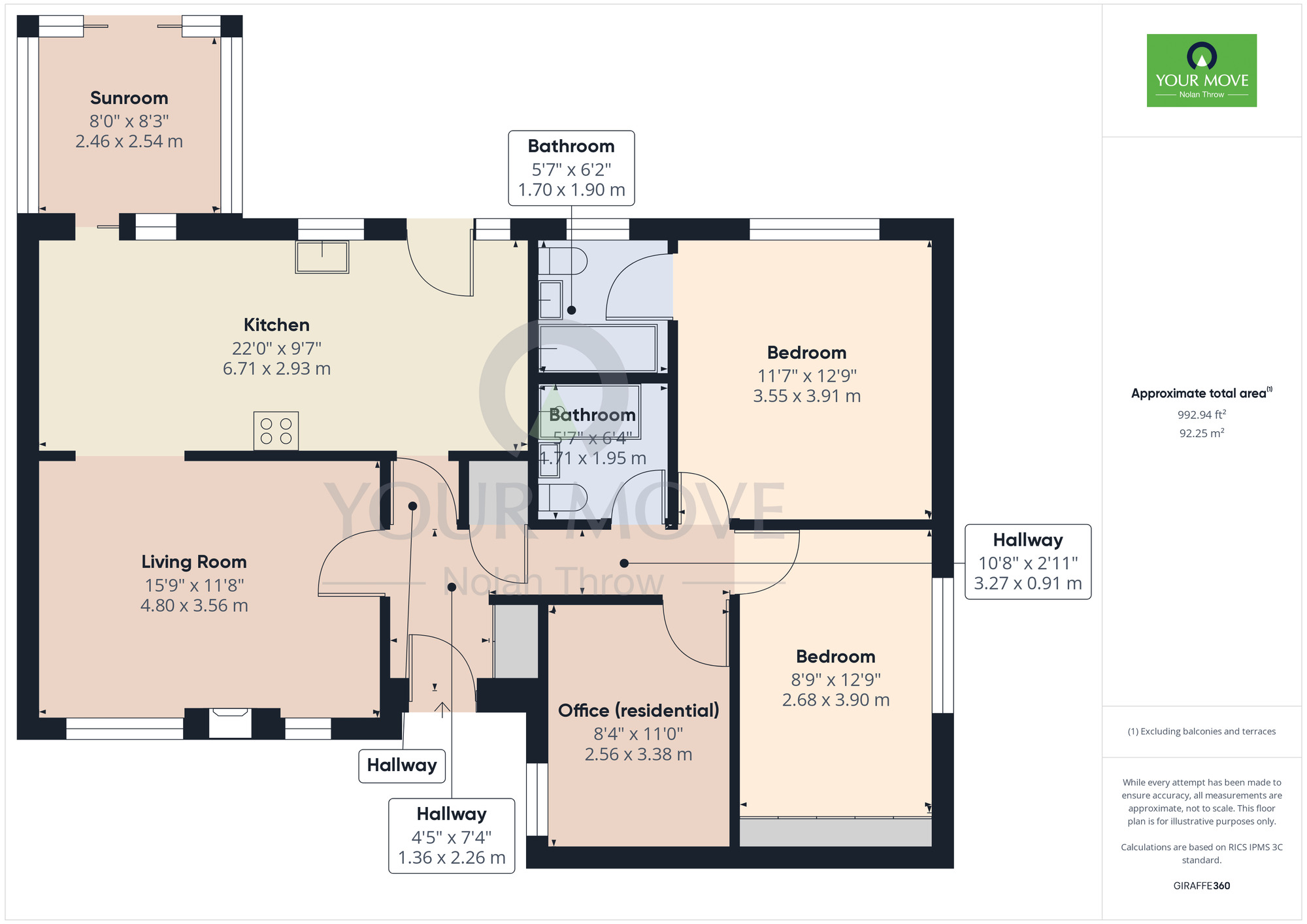 Floorplan of 3 bedroom Detached Bungalow for sale, Aspen Close, Berrydale, Northampton, NN3