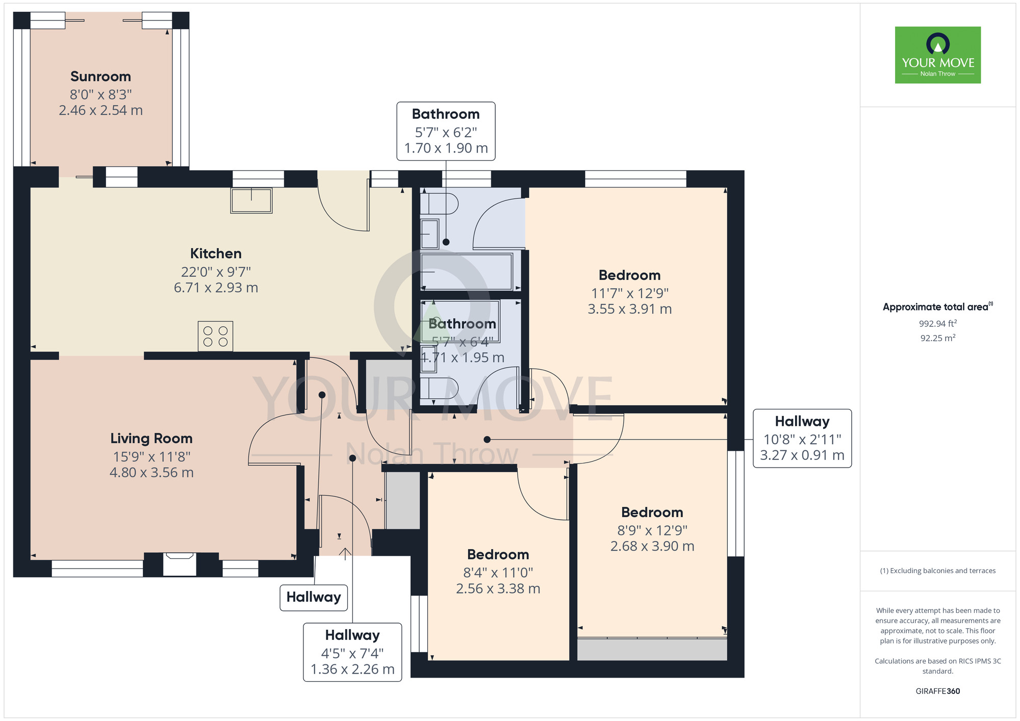 Floorplan of 3 bedroom Detached Bungalow for sale, Aspen Close, Berrydale, Northampton, NN3