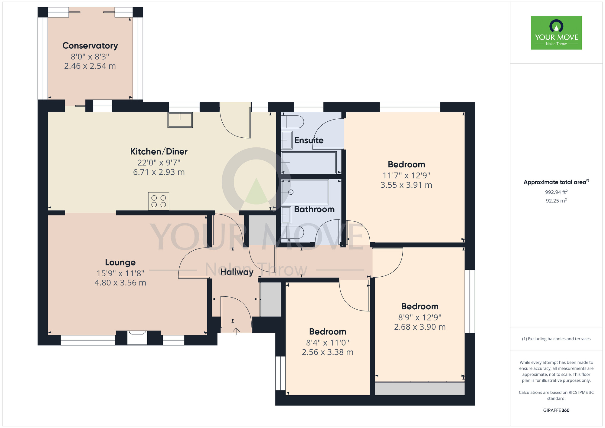 Floorplan of 3 bedroom Detached Bungalow for sale, Aspen Close, Berrydale, Northampton, NN3