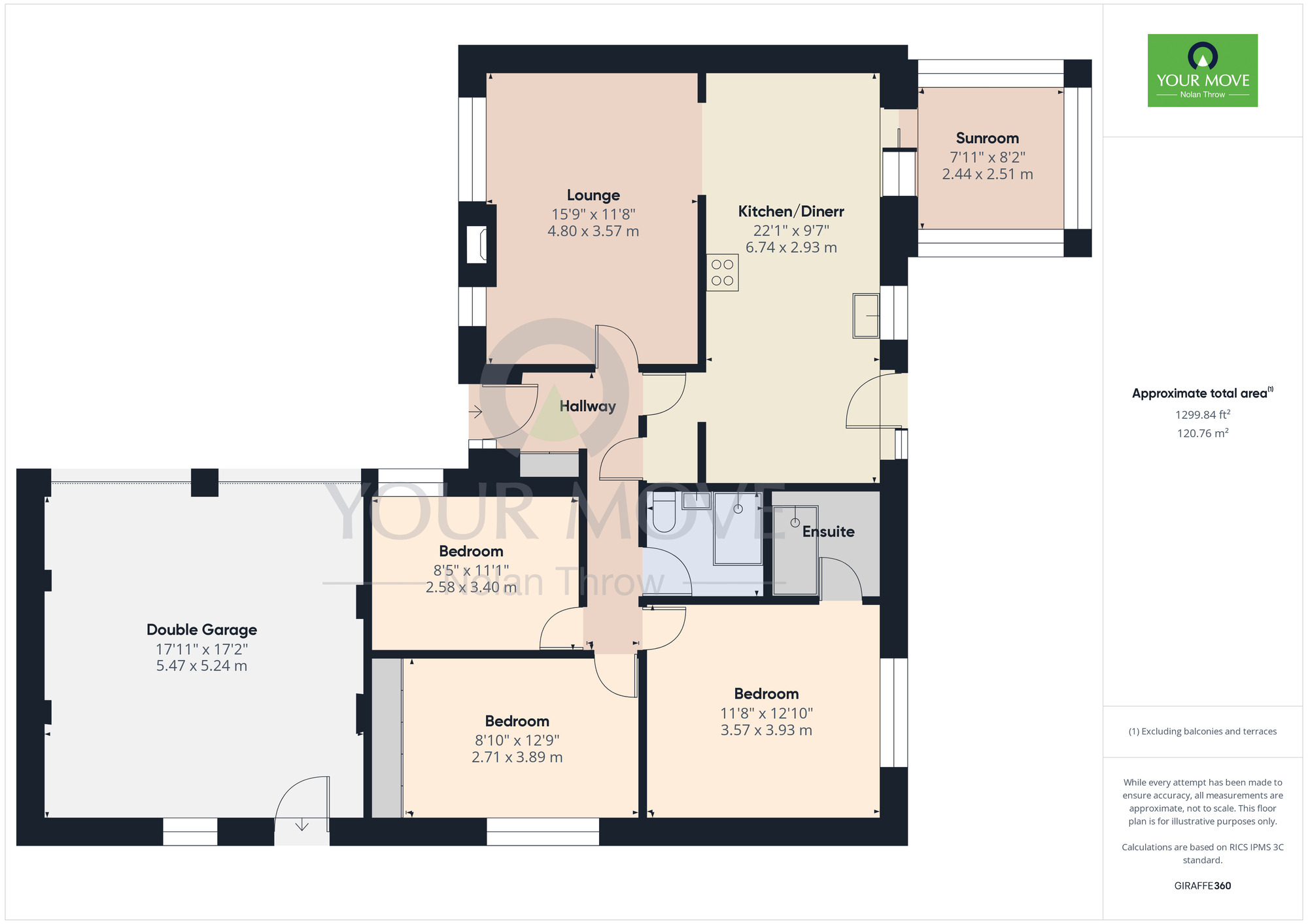 Floorplan of 3 bedroom Detached Bungalow for sale, Aspen Close, Berrydale, Northampton, NN3