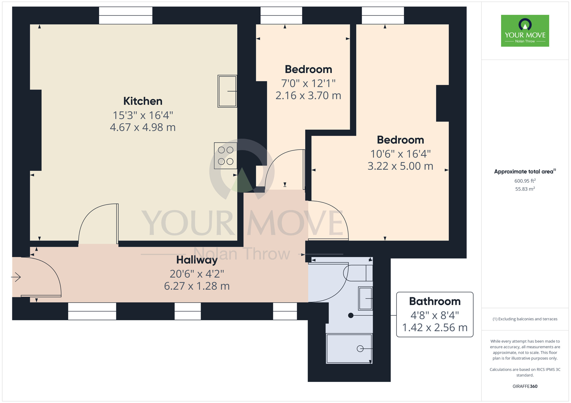 Floorplan of 2 bedroom  Flat to rent, Billing Road, Northampton, Northamptonshire, NN1