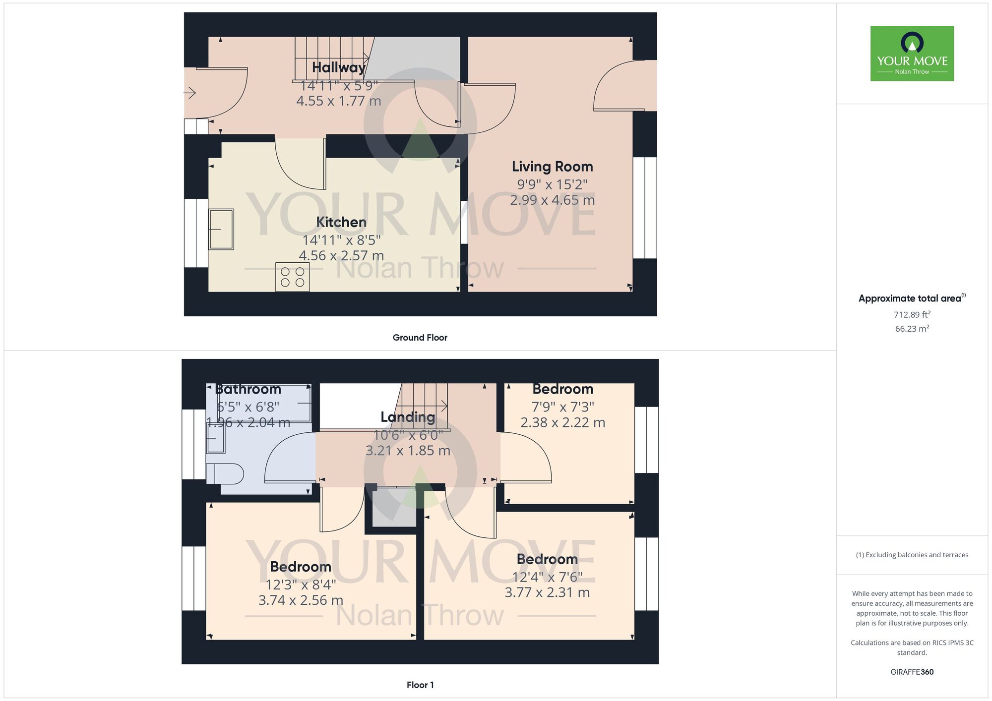 Floorplan of 3 bedroom Semi Detached House for sale, York Close, Towcester, Northamptonshire, NN12