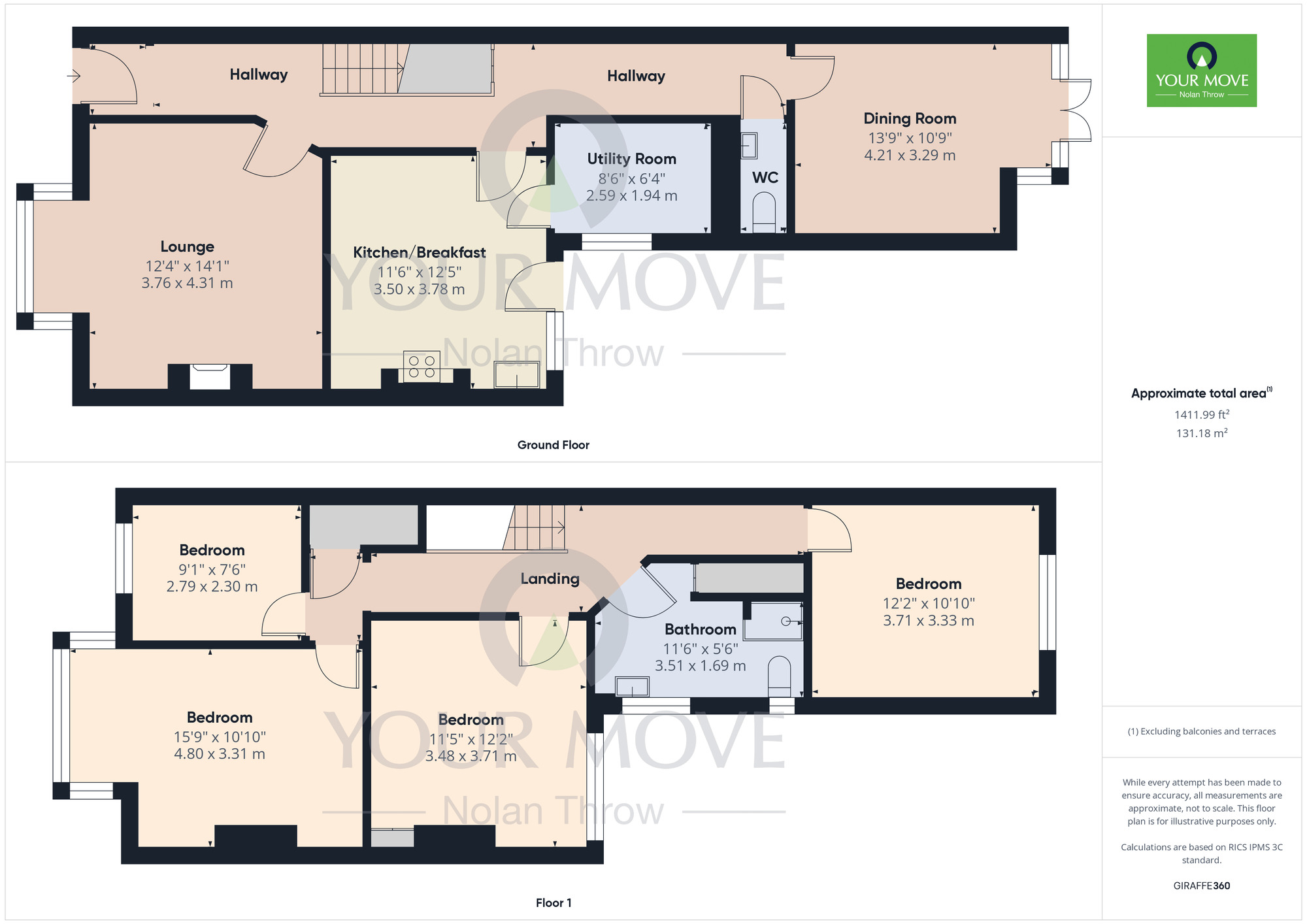 Floorplan of 4 bedroom Semi Detached House for sale, Towcester Road, Delapre, Northampton, NN4