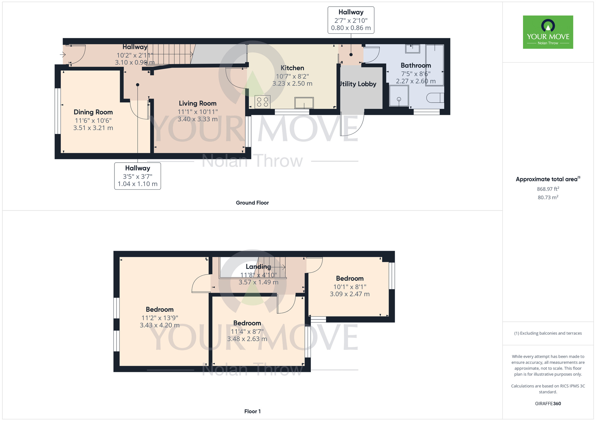 Floorplan of 3 bedroom Mid Terrace House for sale, Newcombe Road, St James, Northamptonshire, NN5