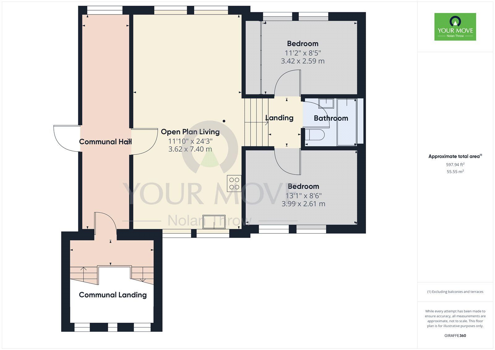 Floorplan of 2 bedroom  Flat for sale, Overstone Road, The Mounts, Northampton, Northamptonshire, NN1