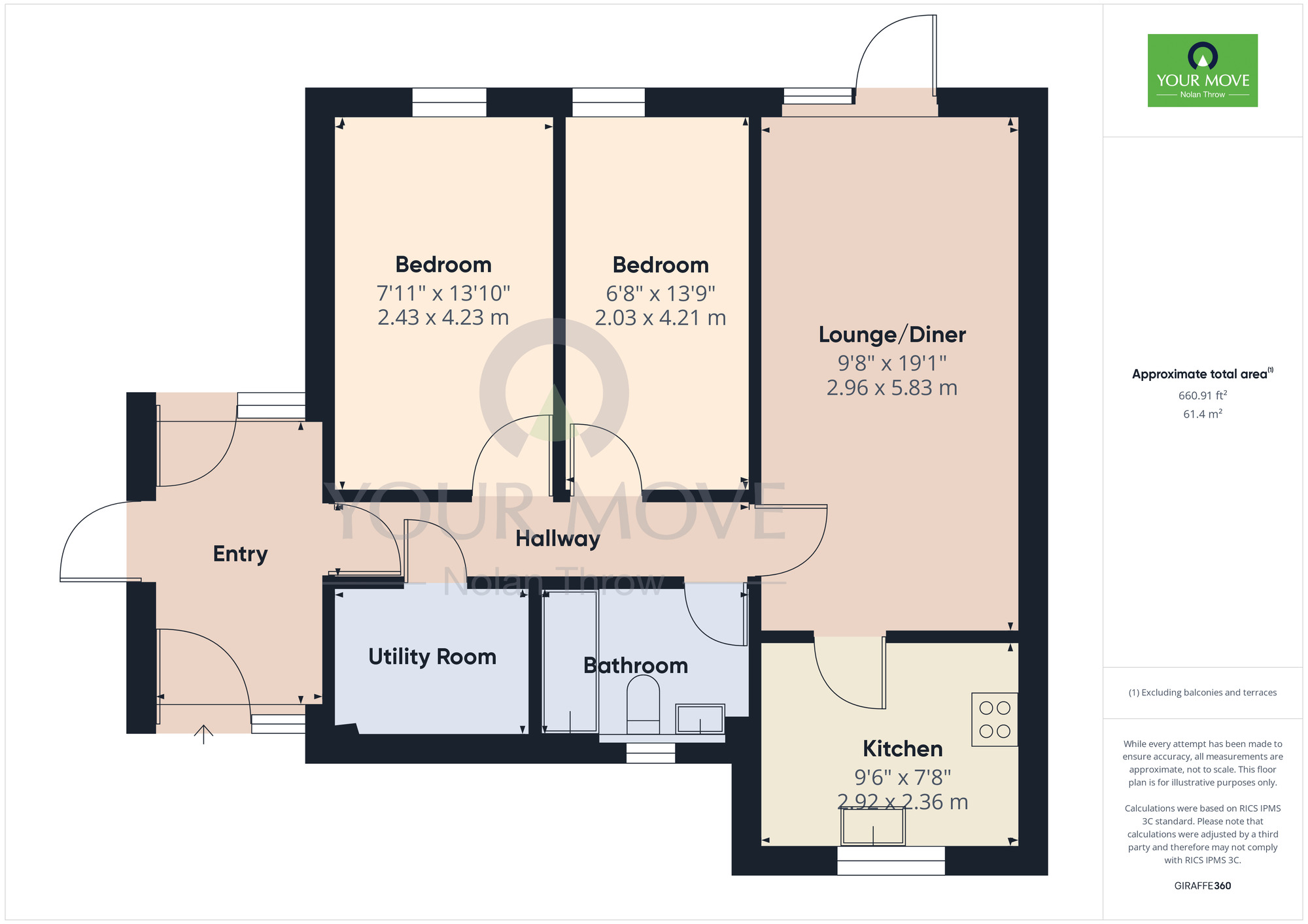 Floorplan of 2 bedroom  Flat to rent, Knaphill Crescent, Briar Hill, Northampton, NN4