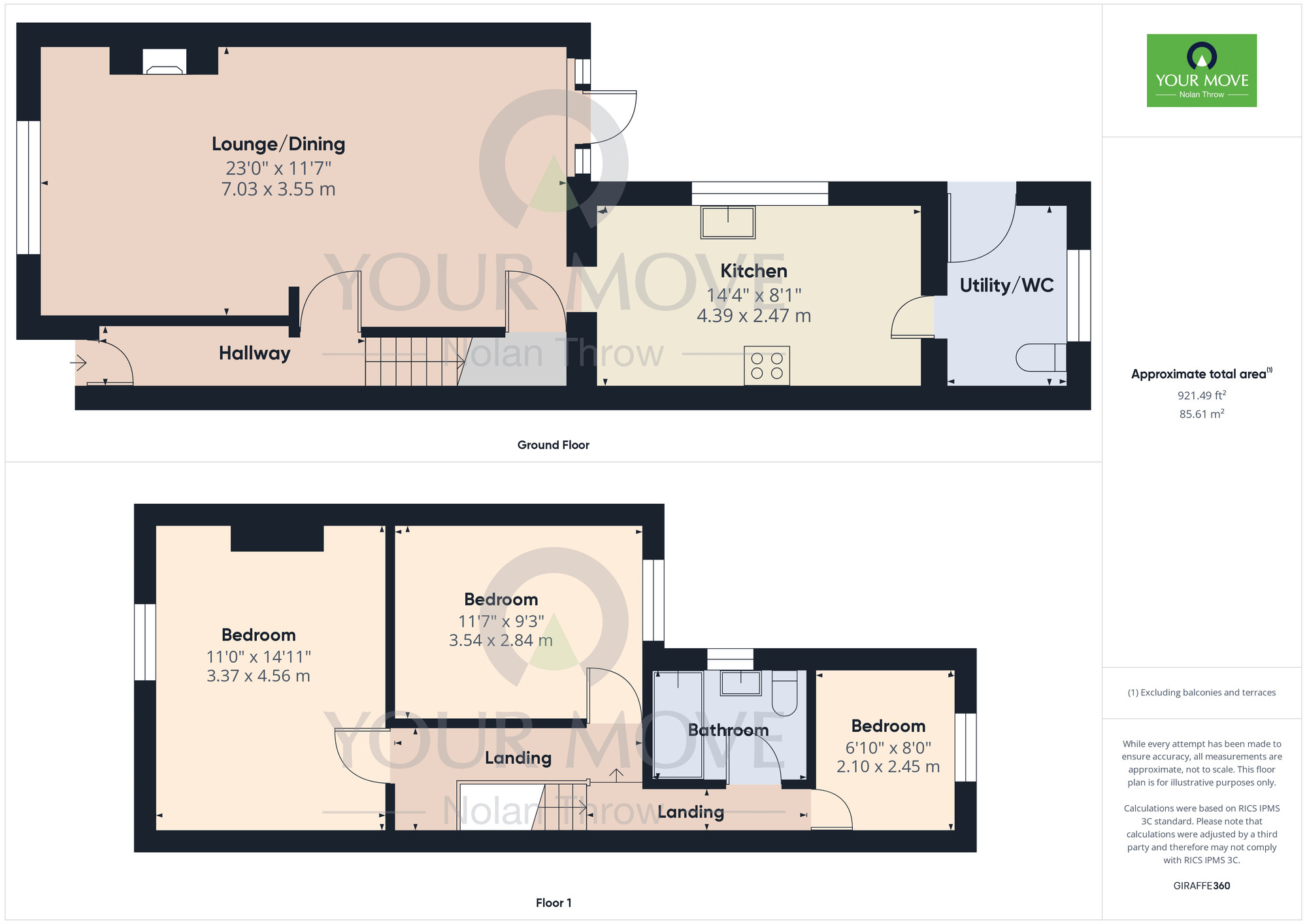 Floorplan of 3 bedroom Mid Terrace House to rent, Delapre Street, Far Cotton, Northampton, NN4