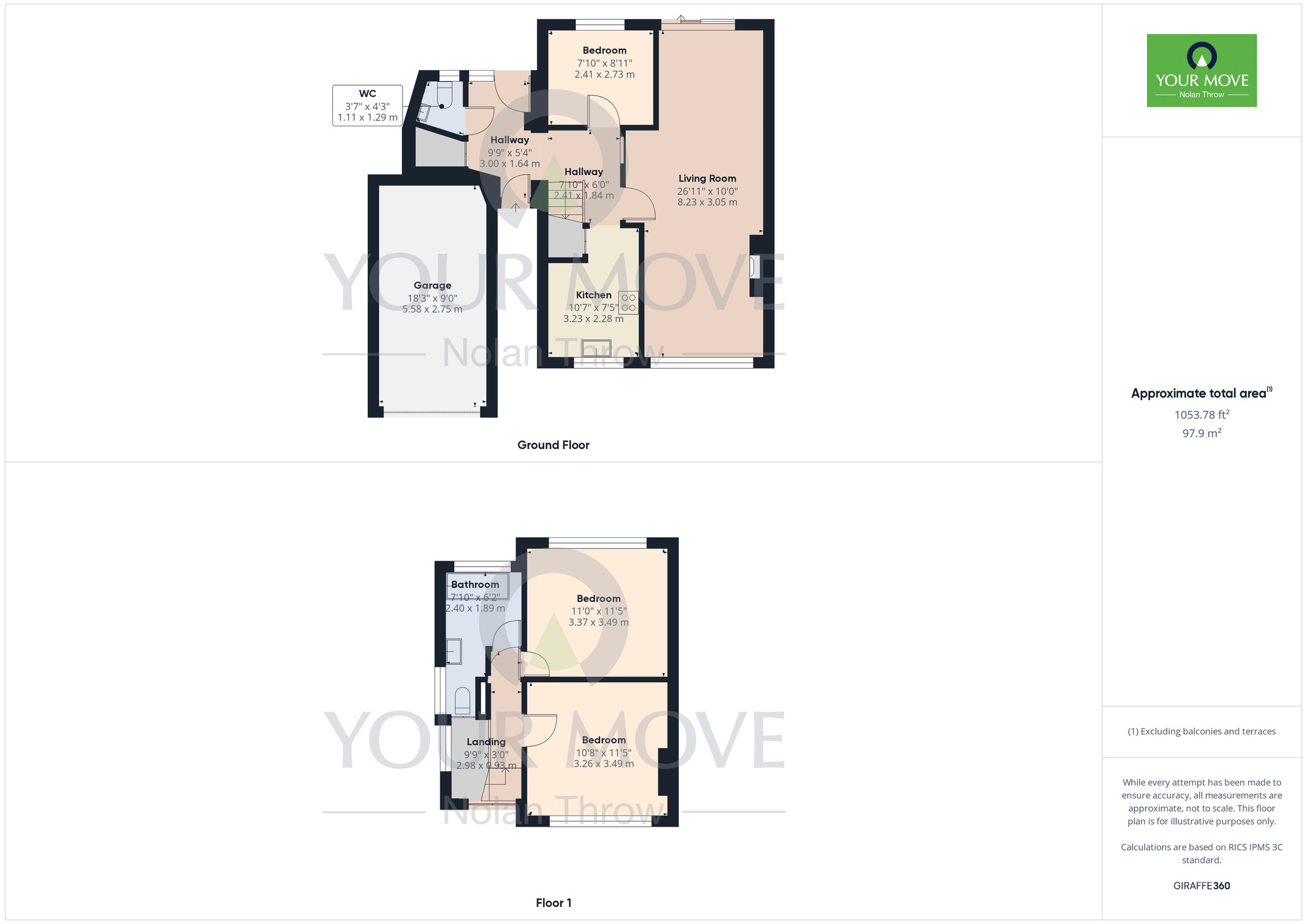 Floorplan of 3 bedroom Semi Detached House for sale, Carrs Way, Harpole, Northamptonshire, NN7