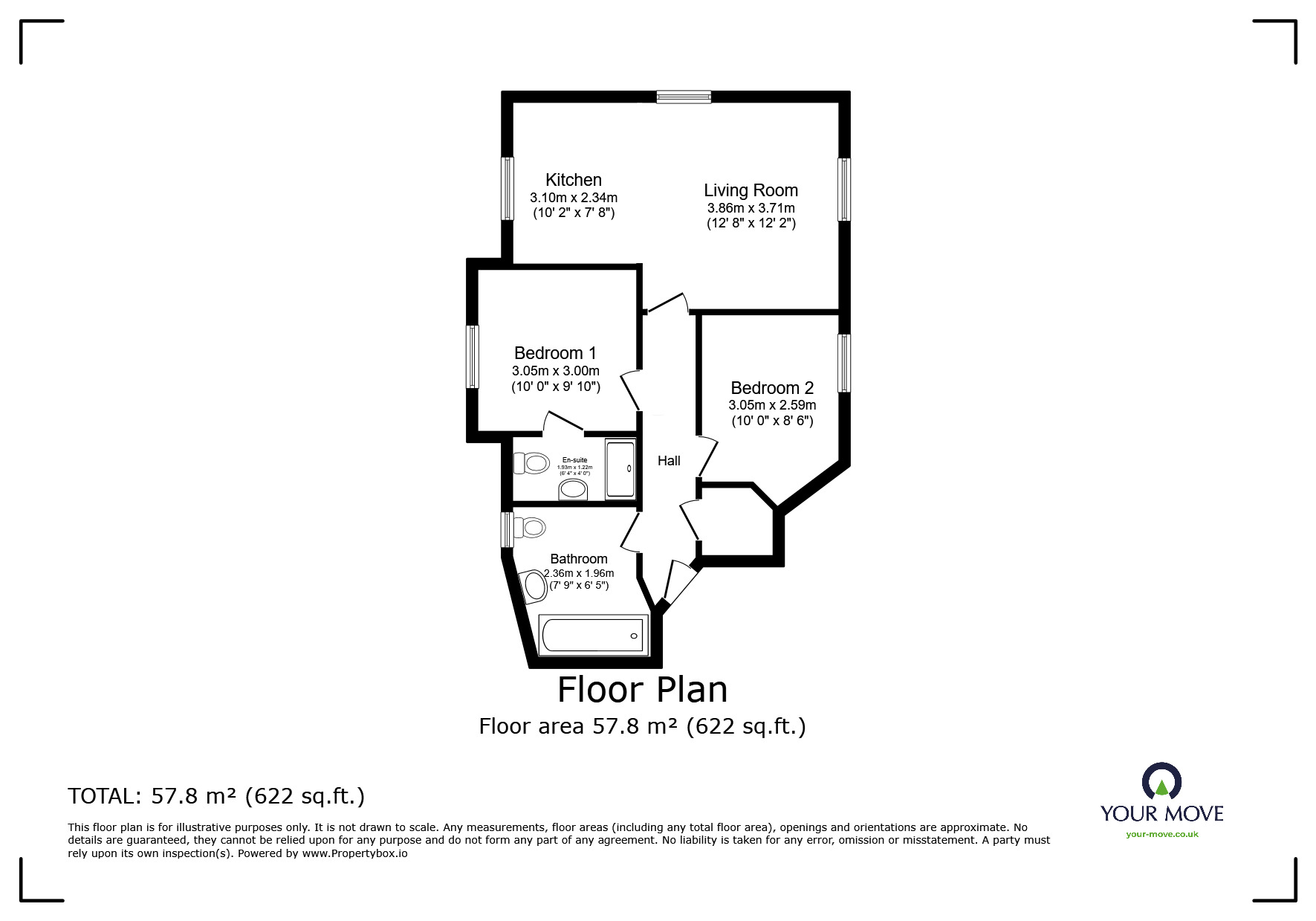 Floorplan of 2 bedroom  Flat to rent, Kensington Way, Polegate, East Sussex, BN26