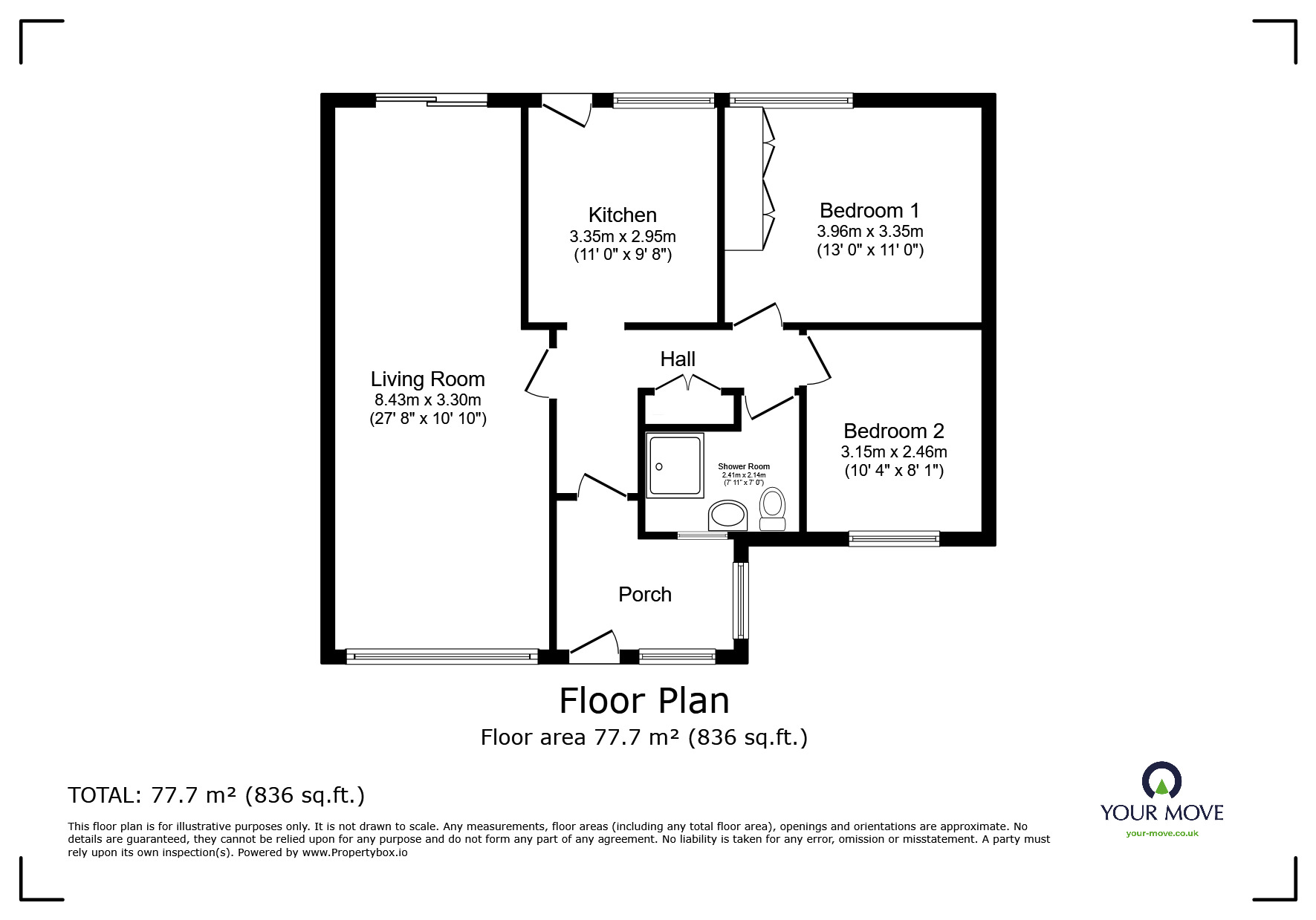 Floorplan of 2 bedroom Semi Detached Bungalow to rent, Anderida Road, Eastbourne, East Sussex, BN22