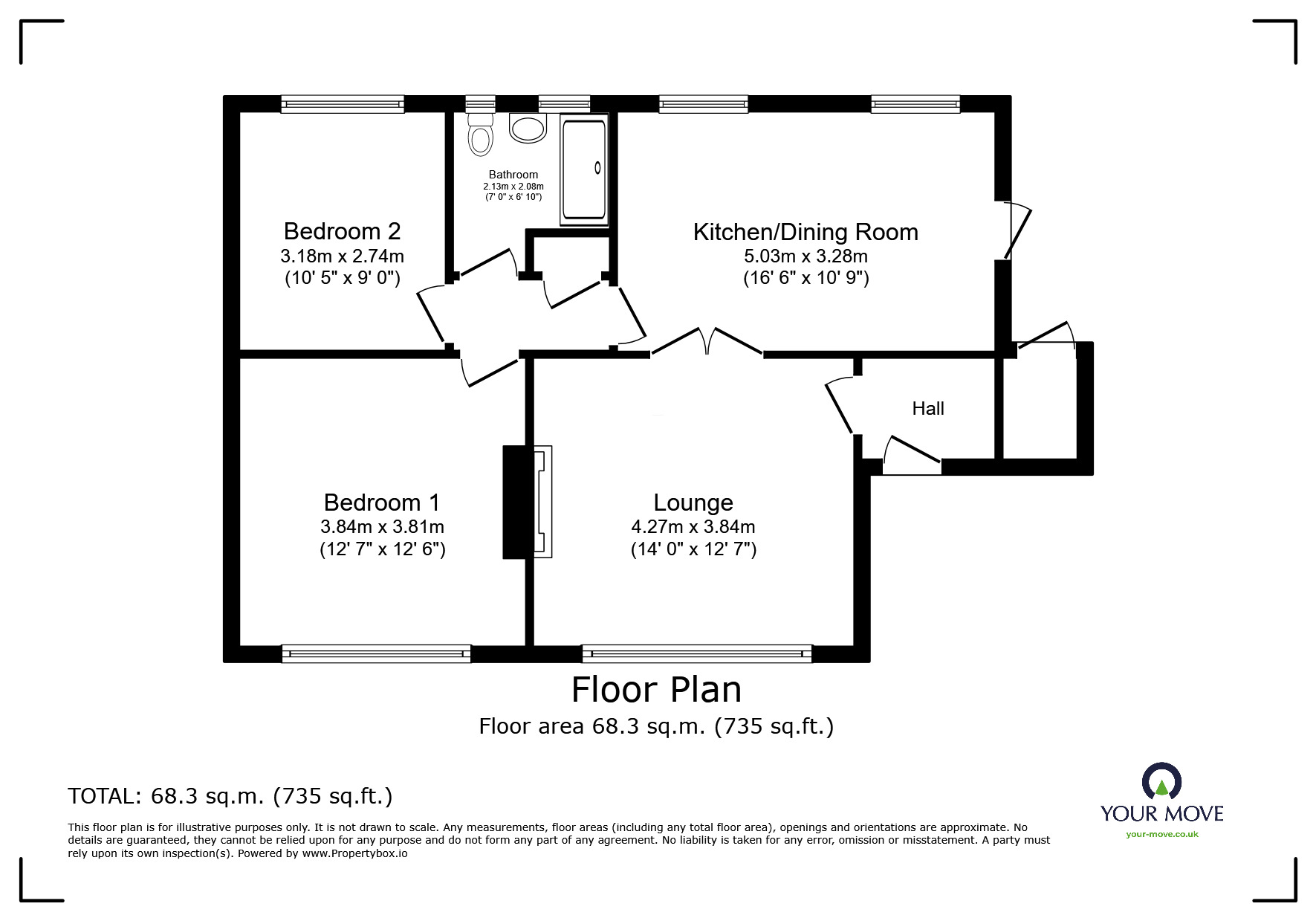 Floorplan of 2 bedroom  Flat for sale, High Street, Polegate, East Sussex, BN26