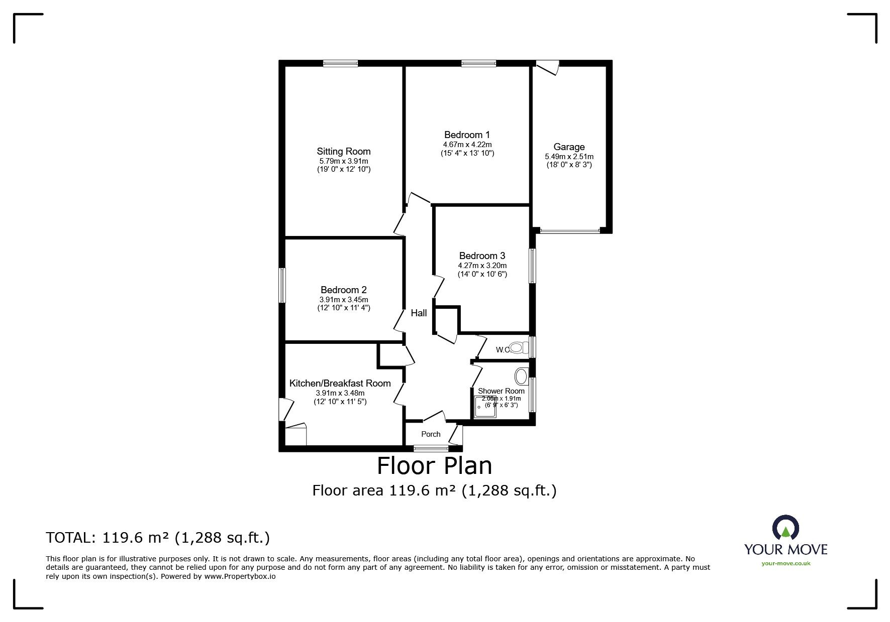 Floorplan of 3 bedroom Detached Bungalow for sale, Honeyway Close, Polegate, East Sussex, BN26