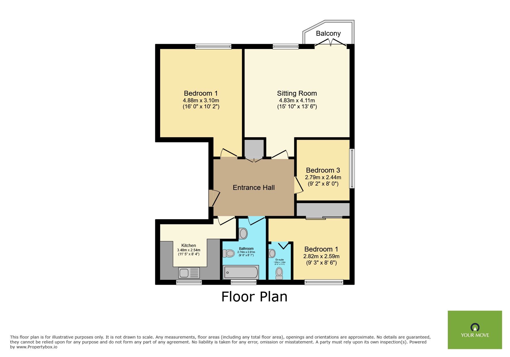 Floorplan of 3 bedroom  Flat for sale, St. Marys Close, Willingdon, East Sussex, BN22