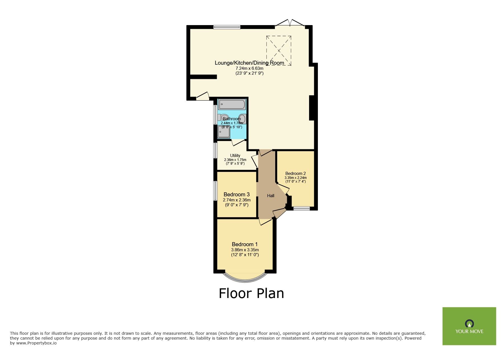 Floorplan of 3 bedroom Semi Detached Bungalow for sale, Windmill Road, Polegate, East Sussex, BN26