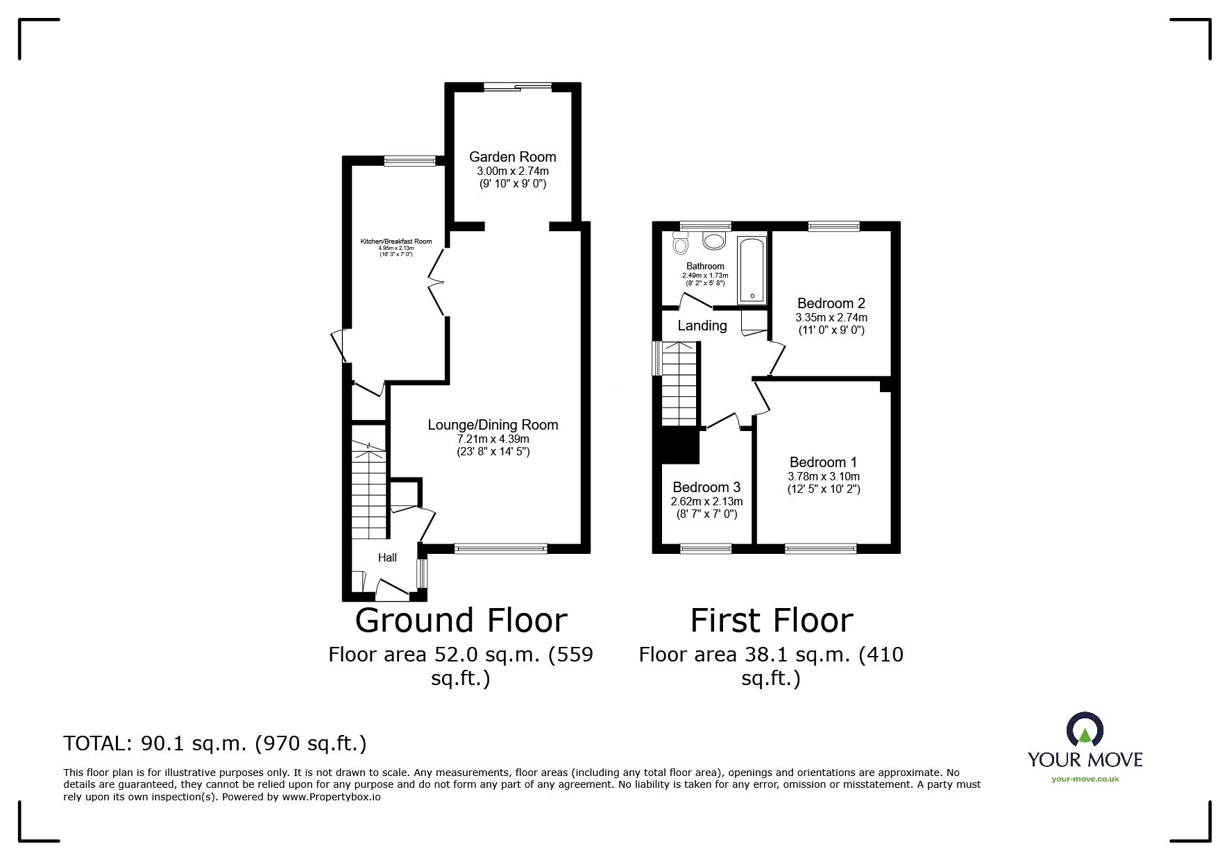 Floorplan of 3 bedroom Semi Detached House for sale, Seven Sisters Road, Eastbourne, East Sussex, BN22